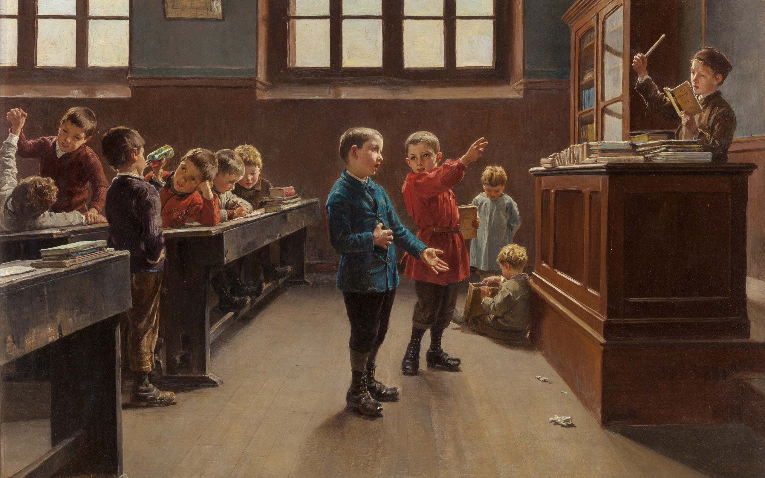 2K, Concert in the Classroom, Charles Bertrand Centrage, oil on canvas, French painter, The concert in the class, Charles Bertrand DEntraygues, HD Wallpaper