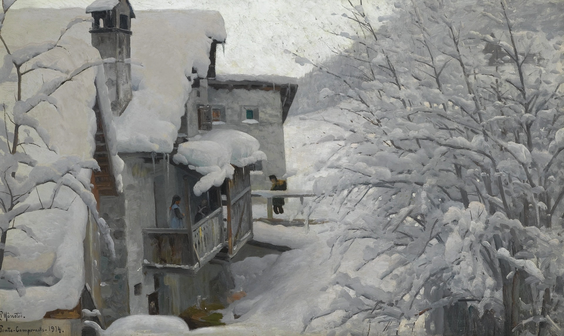 landscape, Peder Mørk Mønsted, house, winter, 1080P, La Punt-Chamues-CH, Peter Merk Of Menstad, picture, snow, HD Wallpaper