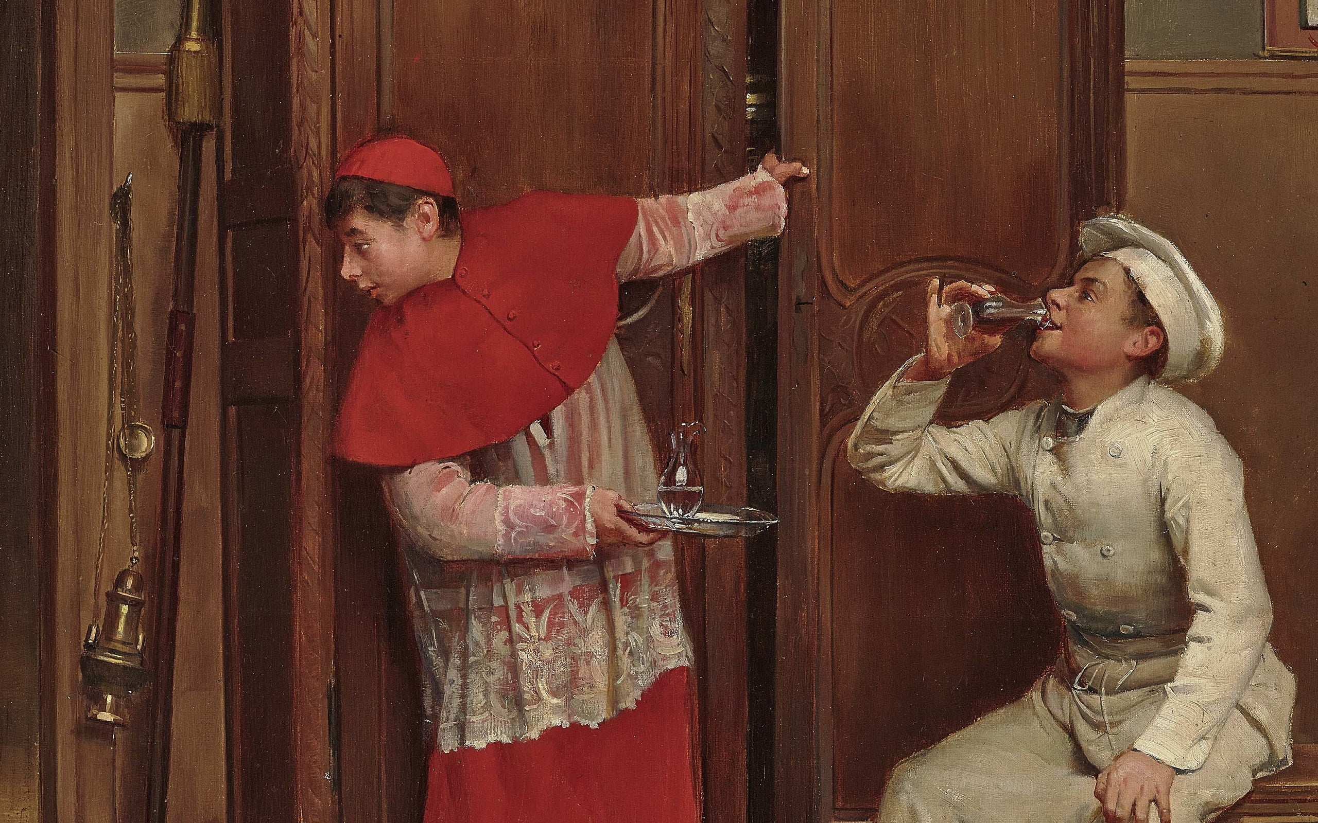 2K, Paul Charles Chocarne, 1893, French painter, Secret tasting, Paul Chocarne-Moreau, Paul Charles SOCAR Moro, oil on canvas, A Secret Tasting, HD Wallpaper