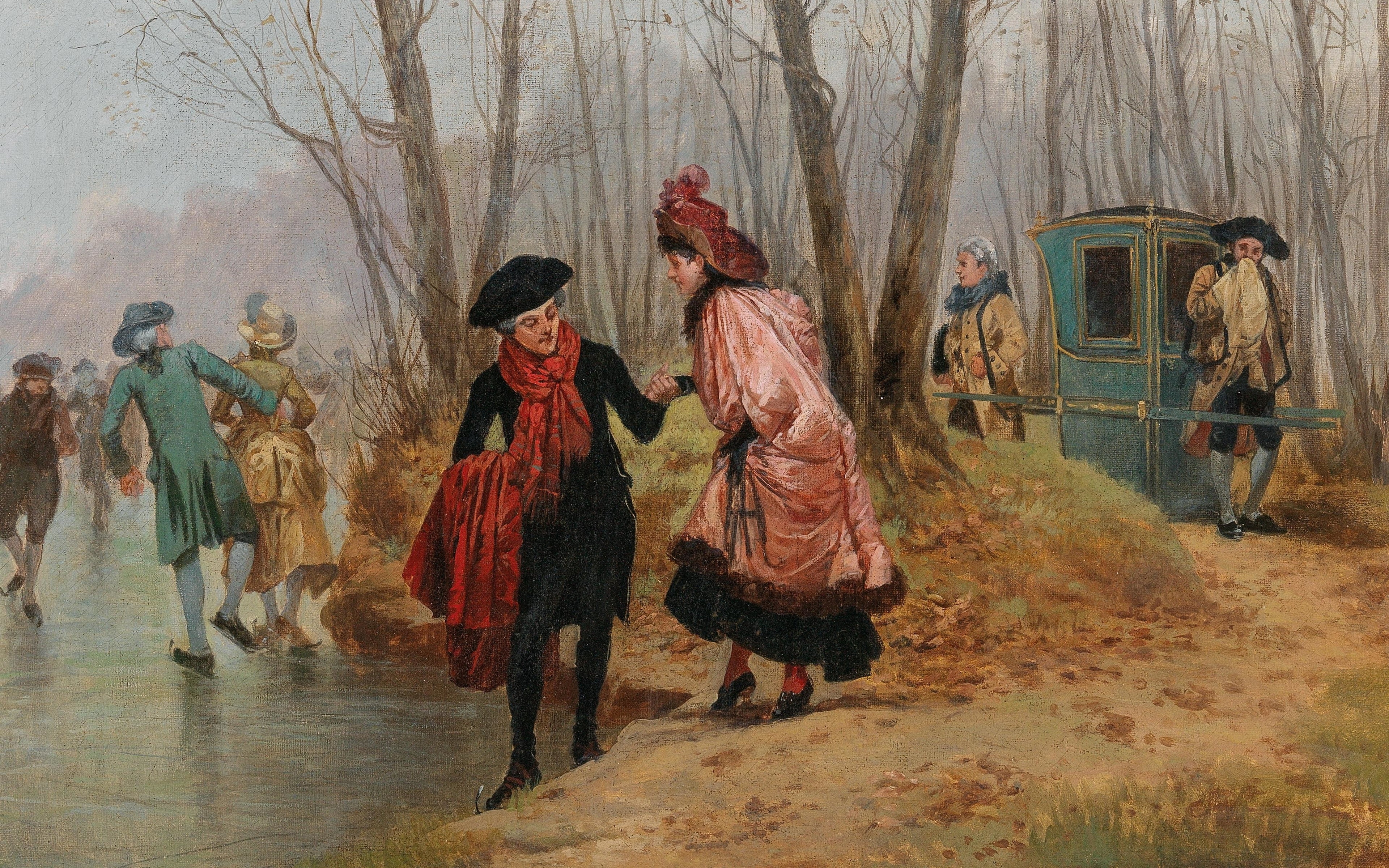 oil on canvas, The first attempt, Henri Saint Mary, Henri Saint-Meuris, French painter, A First Attempt, 4K, HD Wallpaper