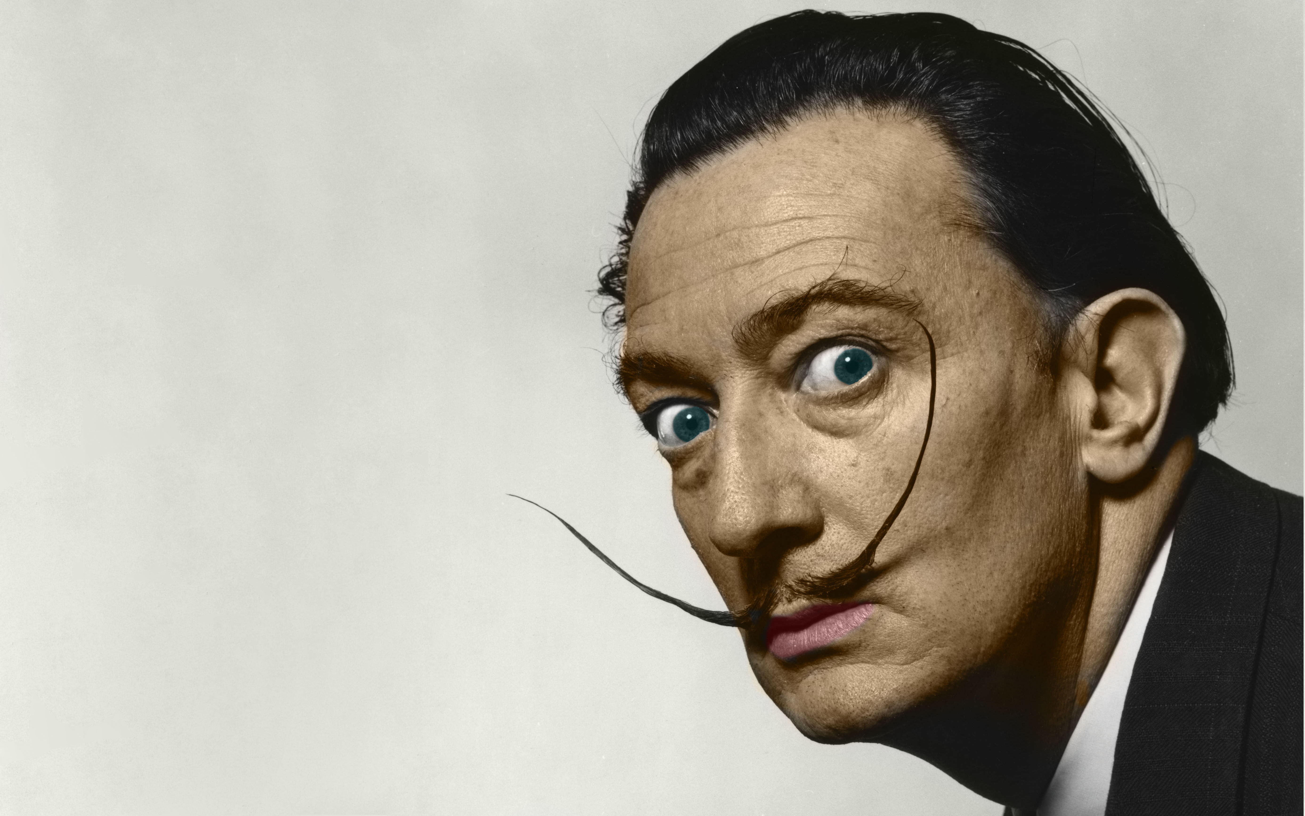 human face, mid adult, young men, males, human body part, one person, copy space, studio shot, body part, men, looking at camera, Salvador Dalí, gray, 5K, HD Wallpaper