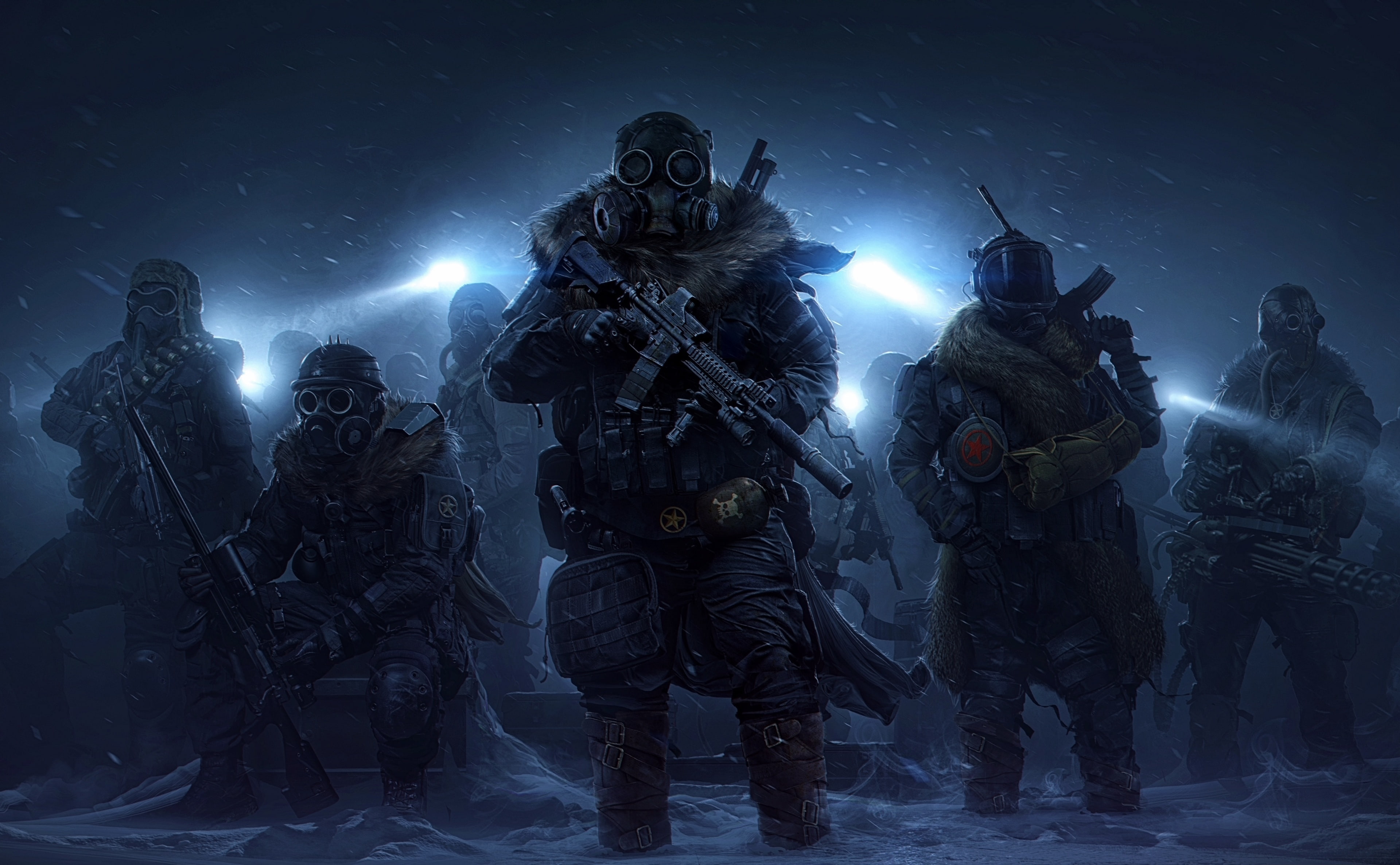 rangers, government, army soldier, Post-apocalyptic, night, Winter, Game, security, fighting, uniform, activity, armed forces, standing, Snow, wasteland, HD Wallpaper
