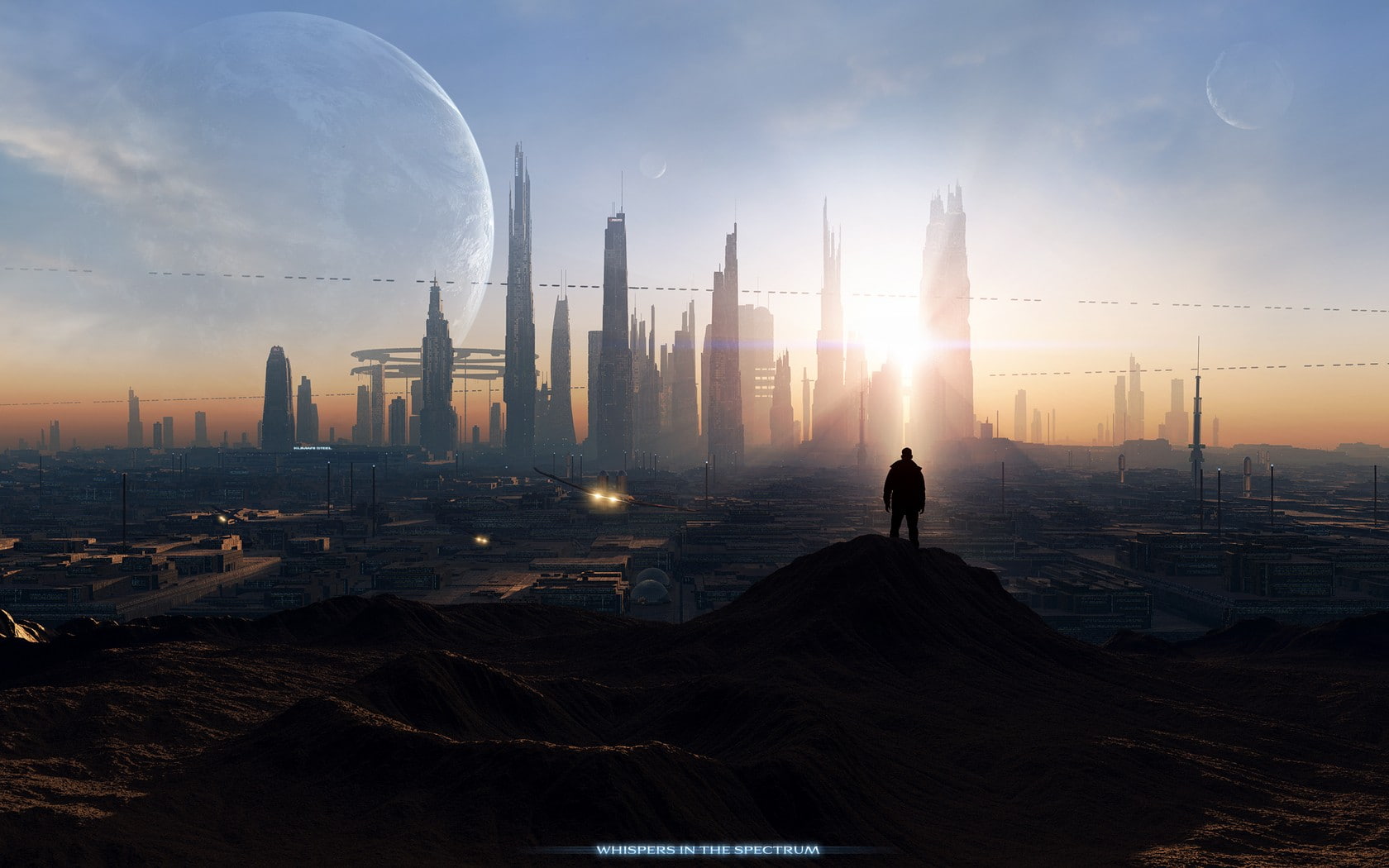 planet, people, digital art, futuristic city, science fiction, 720P, HD Wallpaper