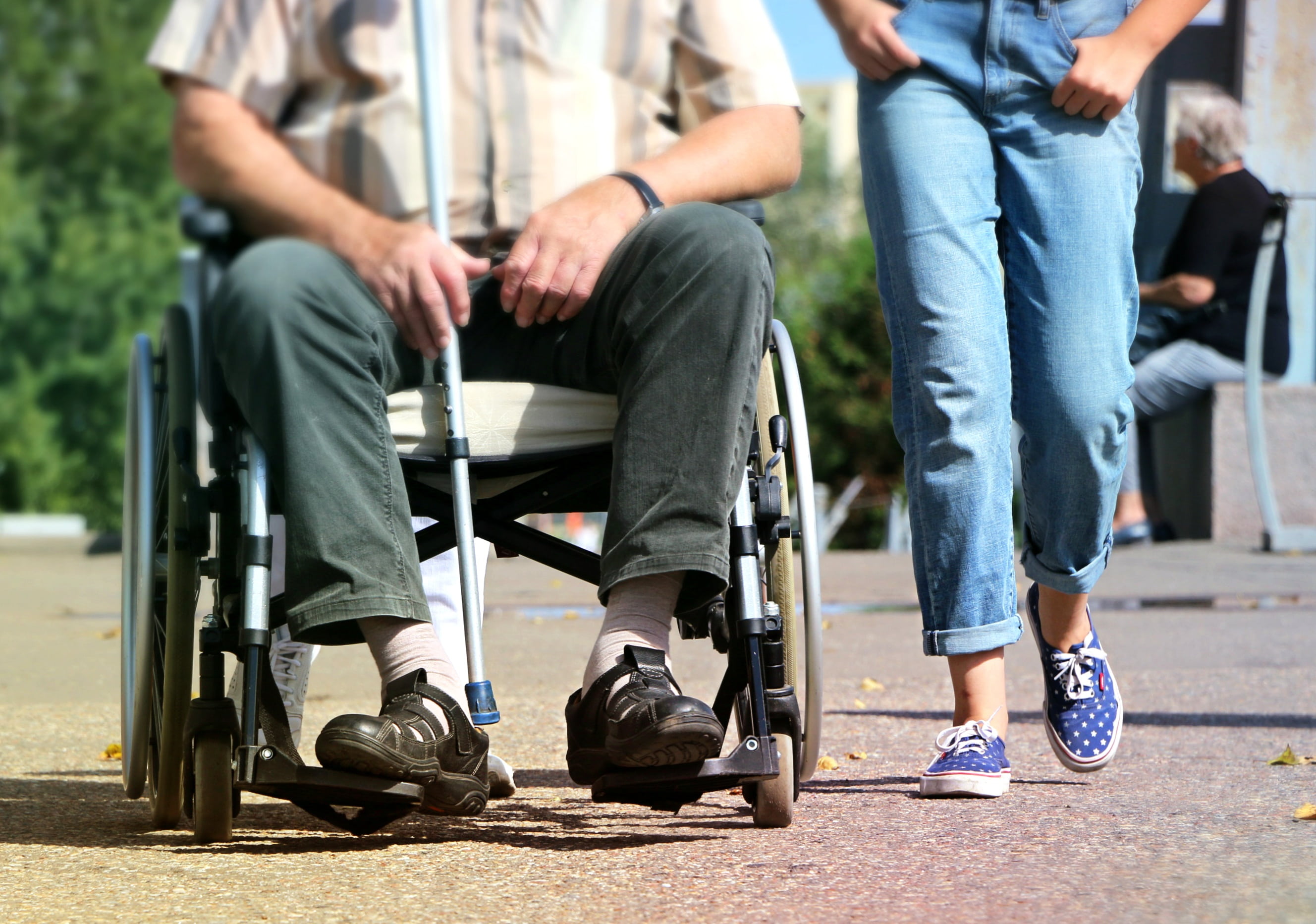 seat, pram, group of people, focus on foreground, day, casual clothing, jeans, help, shoe, human leg, real people, wheelchair, males, legs, outdoors, human body part, HD Wallpaper