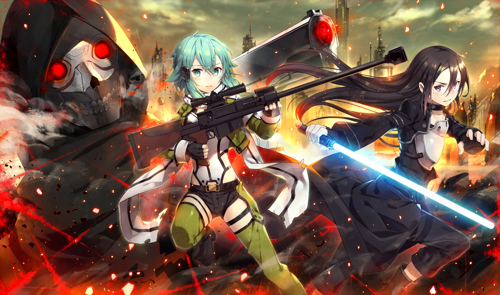 people, sign, Sword Art Online II, Death Gun (Sword Art Online), aggression, security, Shino Asada, adult, Sword Art Online, blurred motion, communication, HD Wallpaper