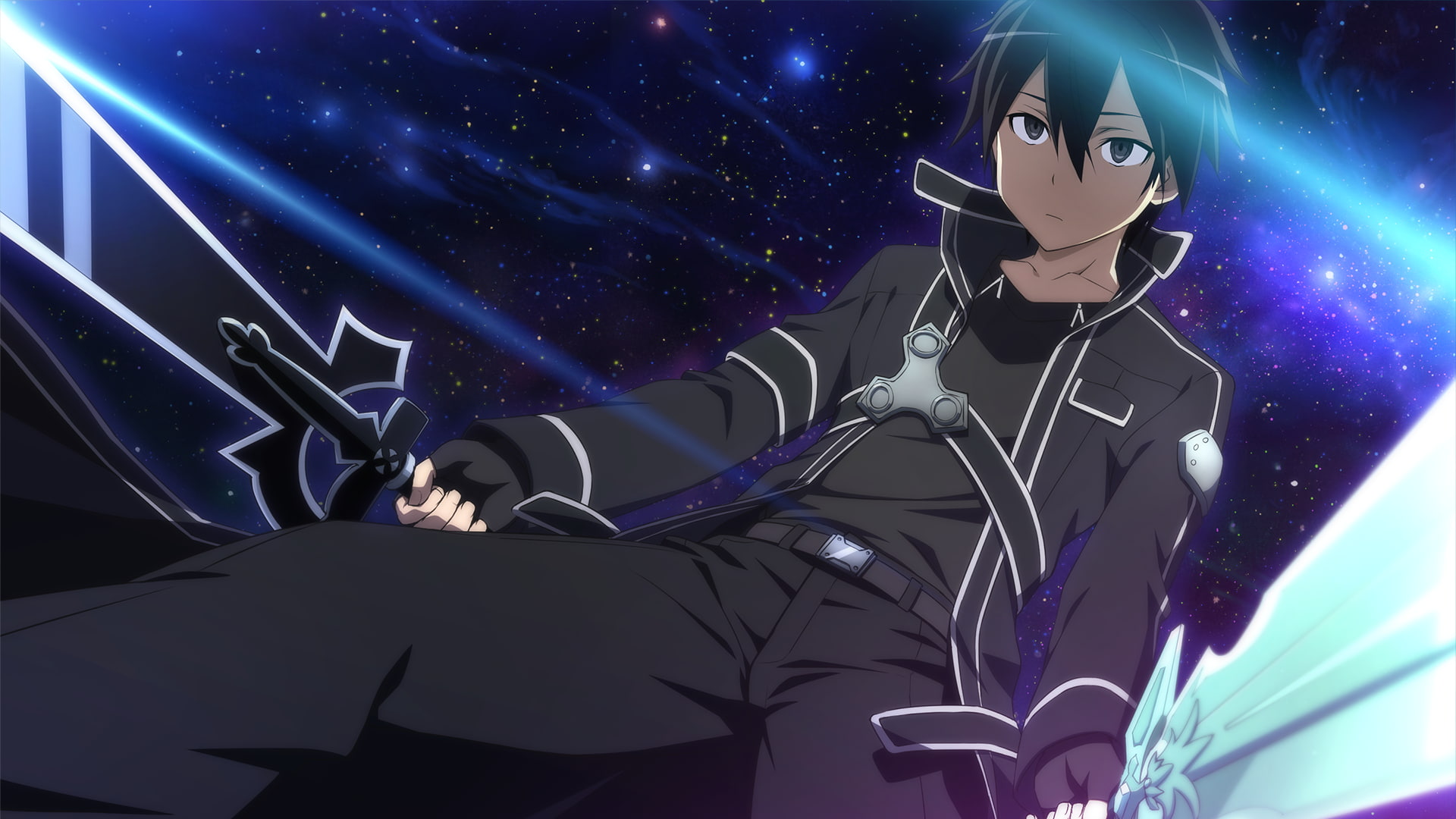 star, three quarter length, art and craft, kirito, creativity, night, technology, lifestyles, star - space, real people, men, sword art online, kirigaya kazuto, HD Wallpaper
