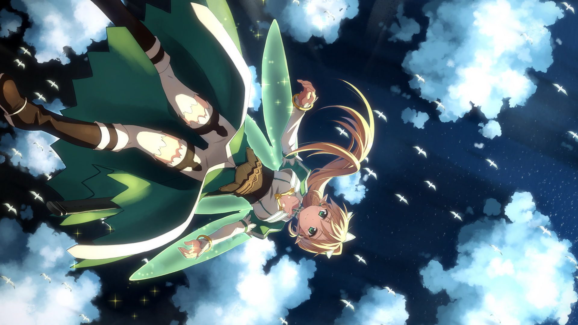 day, 1080P, Sword Art Online, sky, leisure activity, cloud - sky, outdoors, swimming, lifestyles, adventure, sea, no people, low angle view, Kirigaya Suguha, HD Wallpaper