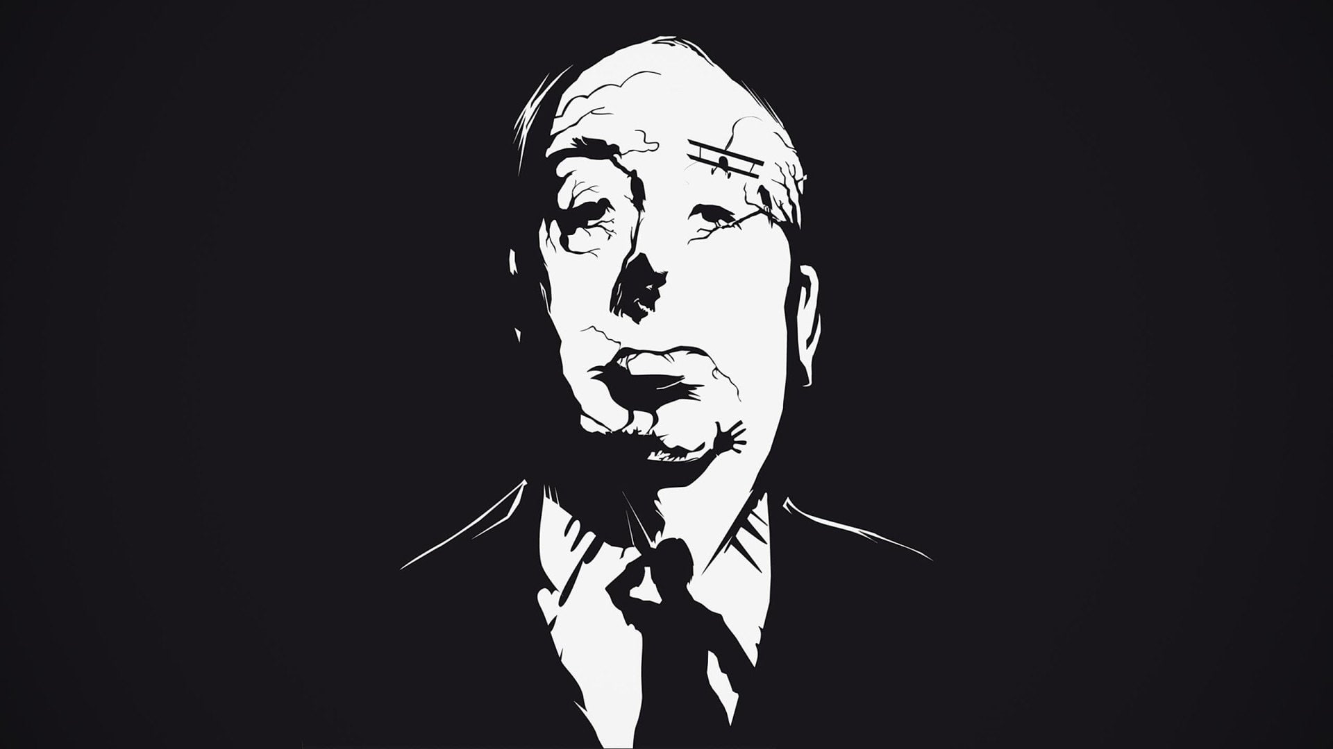 px, abstract, 1920x1080 px, art, Creative Design, hd, x, Alfred Hitchcock, 1080P, hitchcock, design, alfred, creative, minimalism, HD Wallpaper