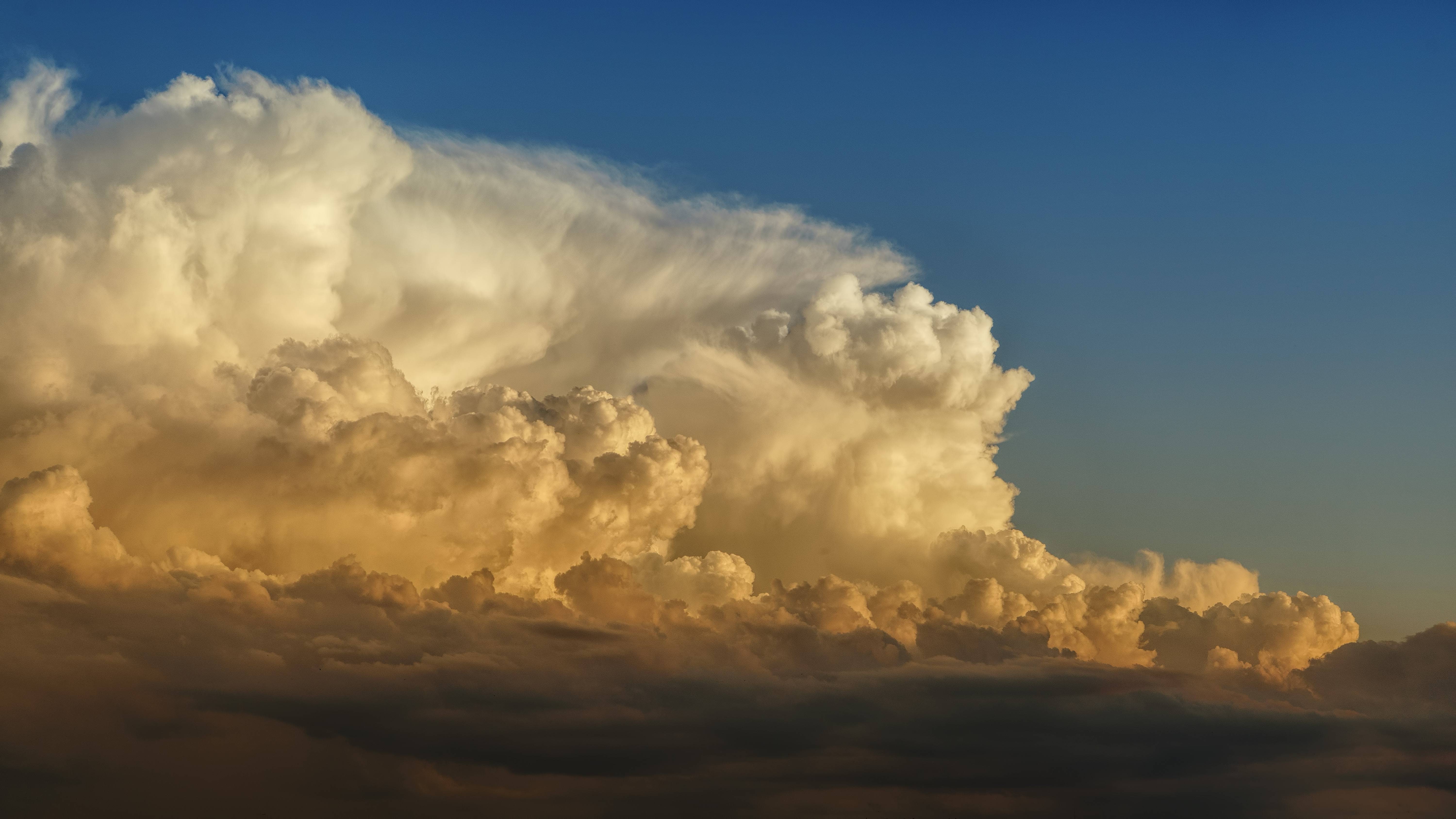 sky, 5K, weather, clouds, cumulus, blue, thunderstorm, HD Wallpaper