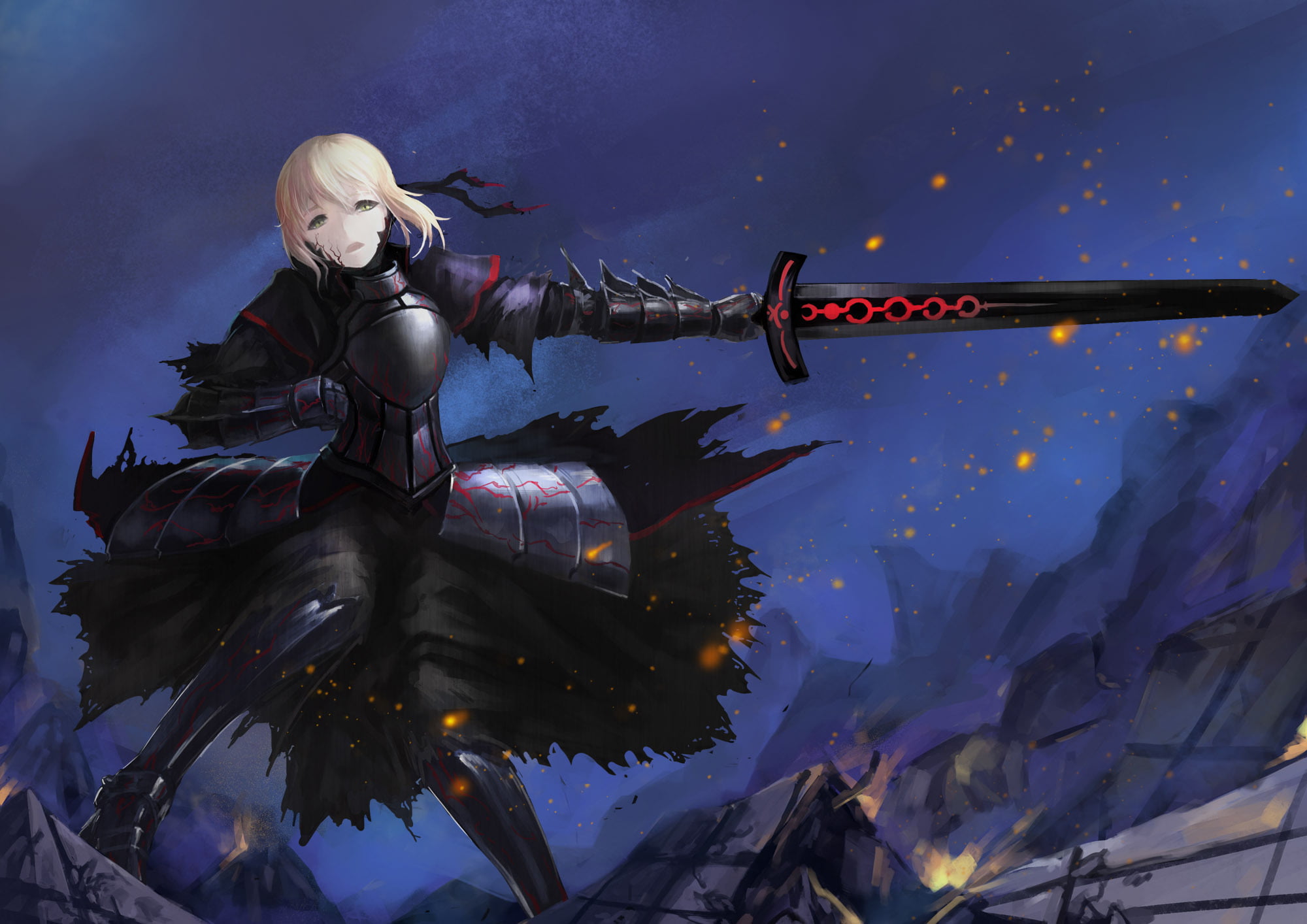 outdoors, nature, one person, representation, 1080P, holding, weapon, adult, costume, real people, Fate Series, anime girls, three quarter length, technology, HD Wallpaper