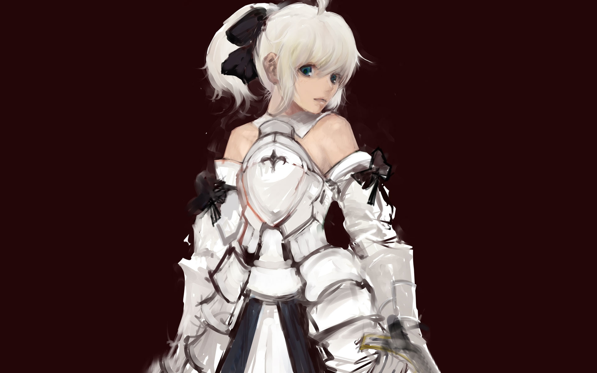 stay, lily, hair, white, art, girls, night, hd, fate, saber, codes, Fate/stay Night, unlimited, detached, 1080P, artwork, fatestay, armor, anime, HD Wallpaper