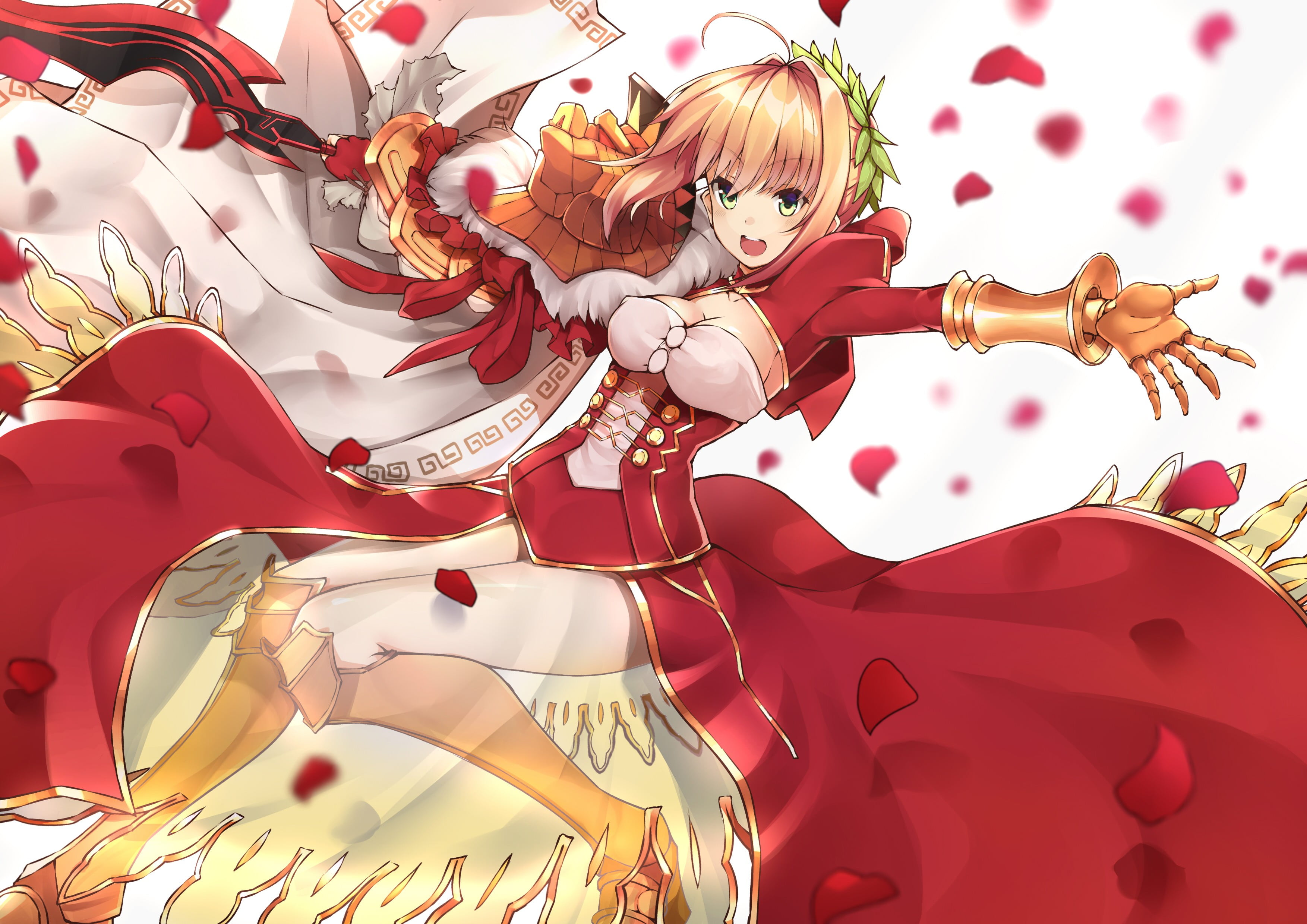 blonde, dress, art and craft, sword, Saber Extra, close-up, anime, still life, armor, heels, decoration, mammal, indoors, Fate/Stay Night, 2K, anime girls, HD Wallpaper