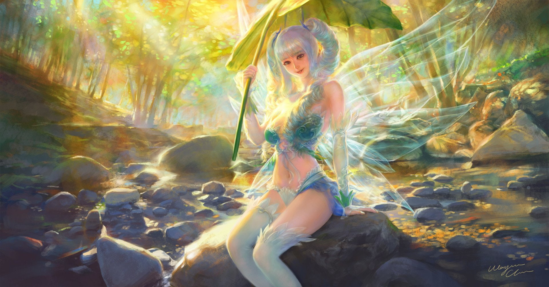 Video Game, Wings, Fantasy, Leaf, Woman, League of Angels II, Girl, 1080P, Forest, HD Wallpaper