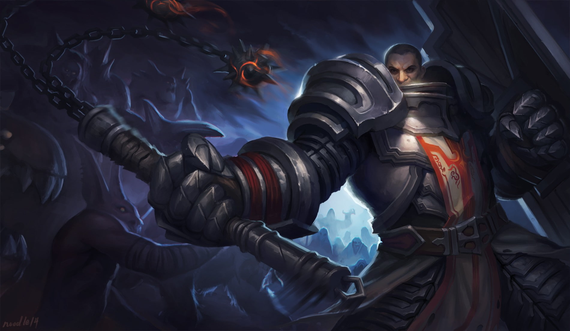 armor, dark fantasy, Diablo III, artwork, digital art, fantasy art, flail, crusaders, 720P, HD Wallpaper