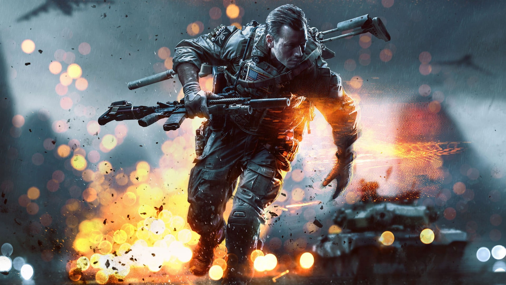 security, water, protection, armed forces, adult, one person, illuminated, military, gun, 1080P, Battlefield 4, sign, weapon, clothing, video games, government, HD Wallpaper