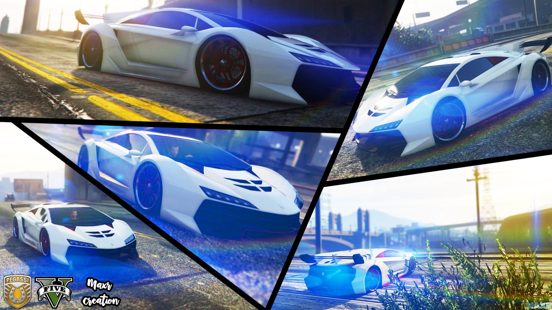 blue, architecture, communication, close-up, road, zentorno, land vehicle, day, no people, video games, Grand Theft Auto V, pegassi, mode of transportation, HD Wallpaper