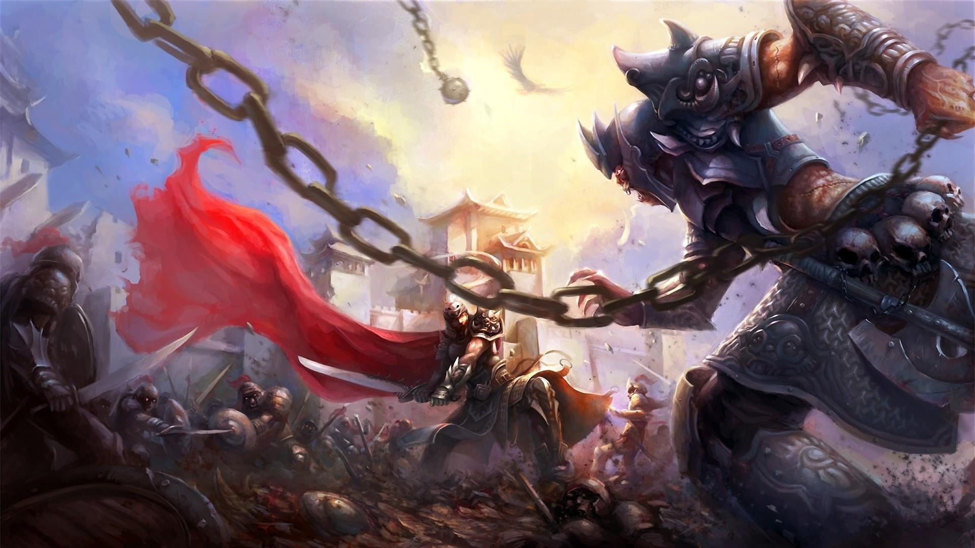 anime, chain, multi colored, weapons, festival, backgrounds, nature, architecture, celebration, 1080P, monsters, arts culture and entertainment, creativity, HD Wallpaper