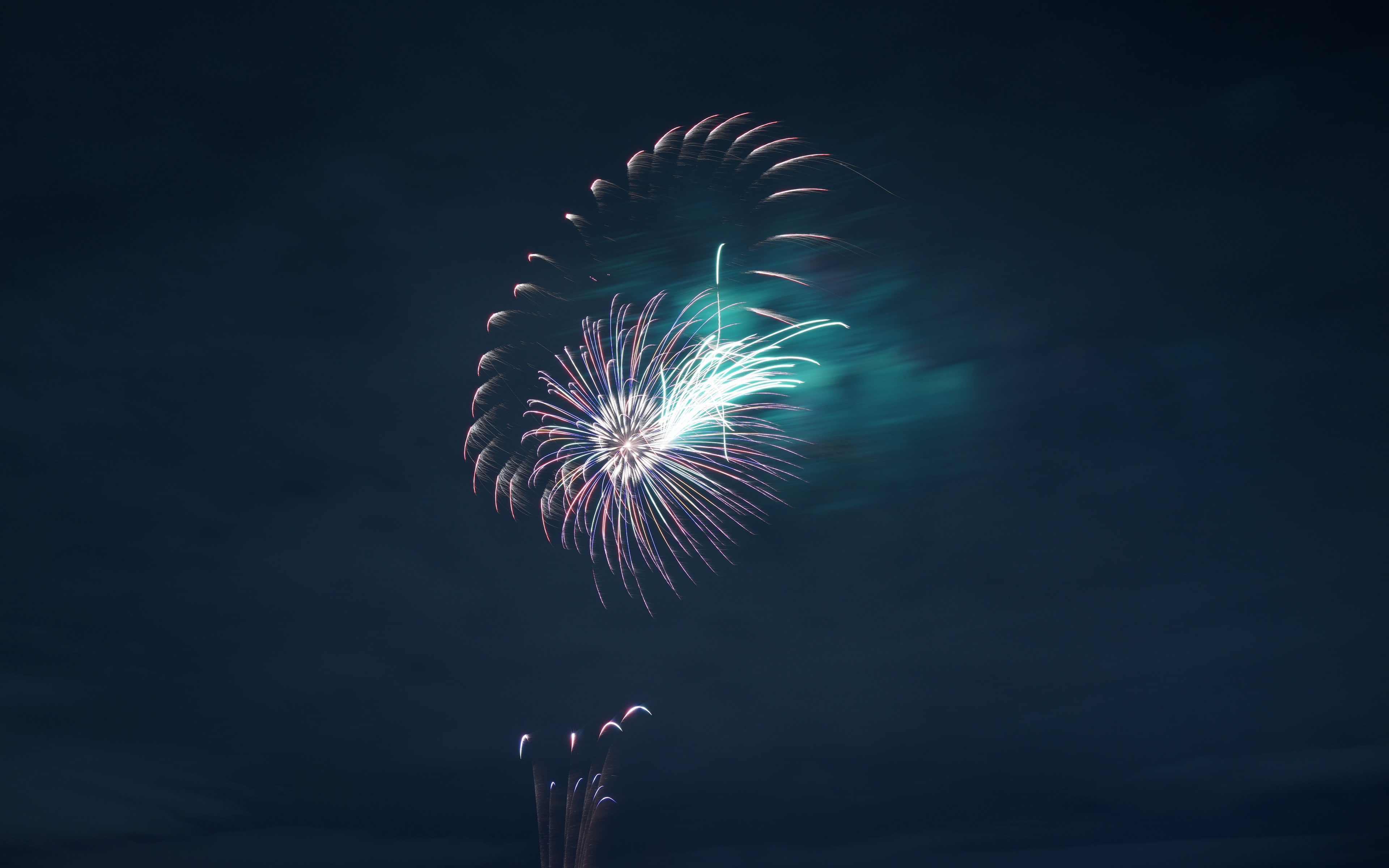 4K, sky, night, fireworks, sparks, HD Wallpaper