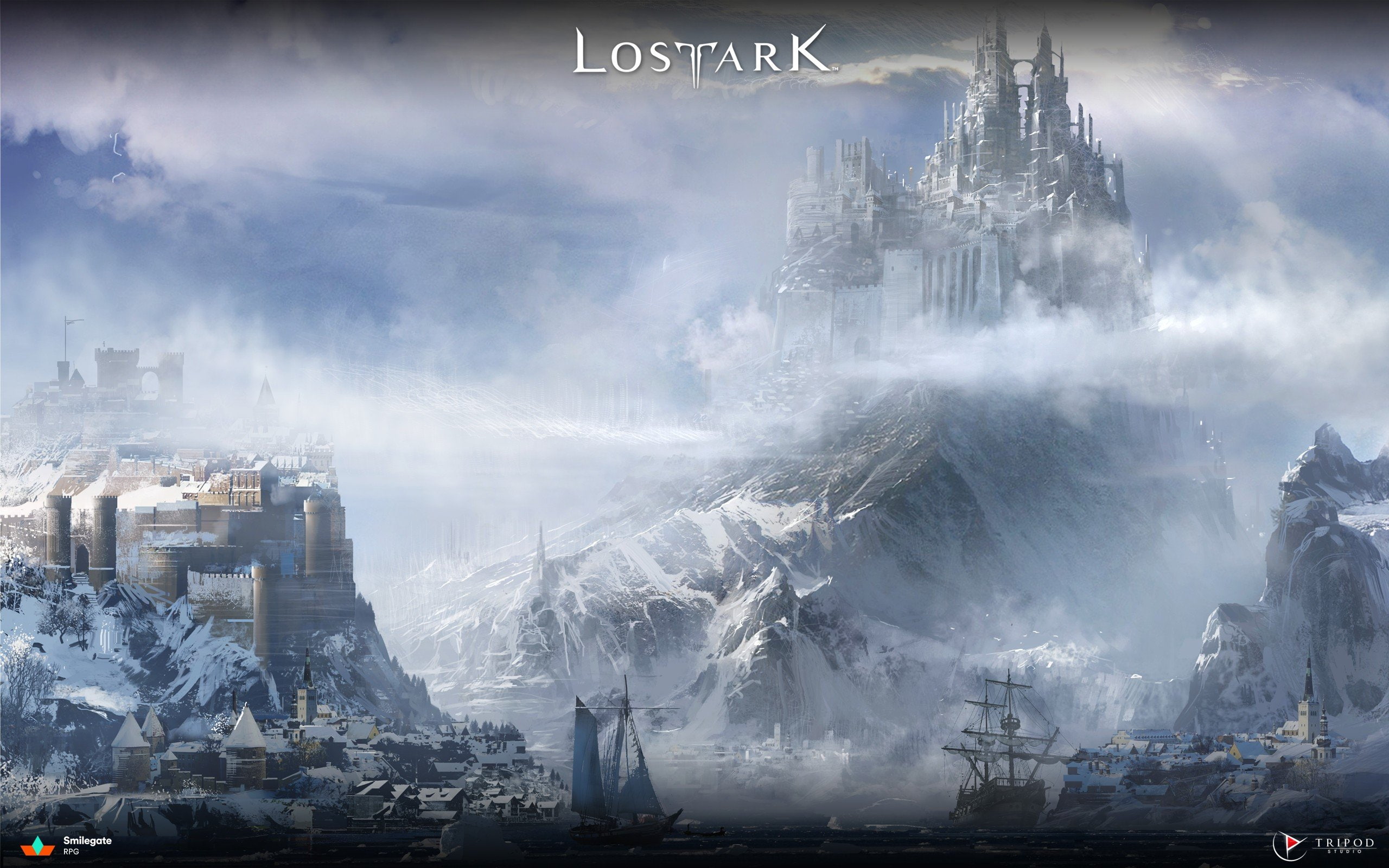 digital composite, building, fog, no people, lost ark lost ark 2016 video games, architecture, sky, outdoors, religion, 2K, building exterior, landscape, HD Wallpaper