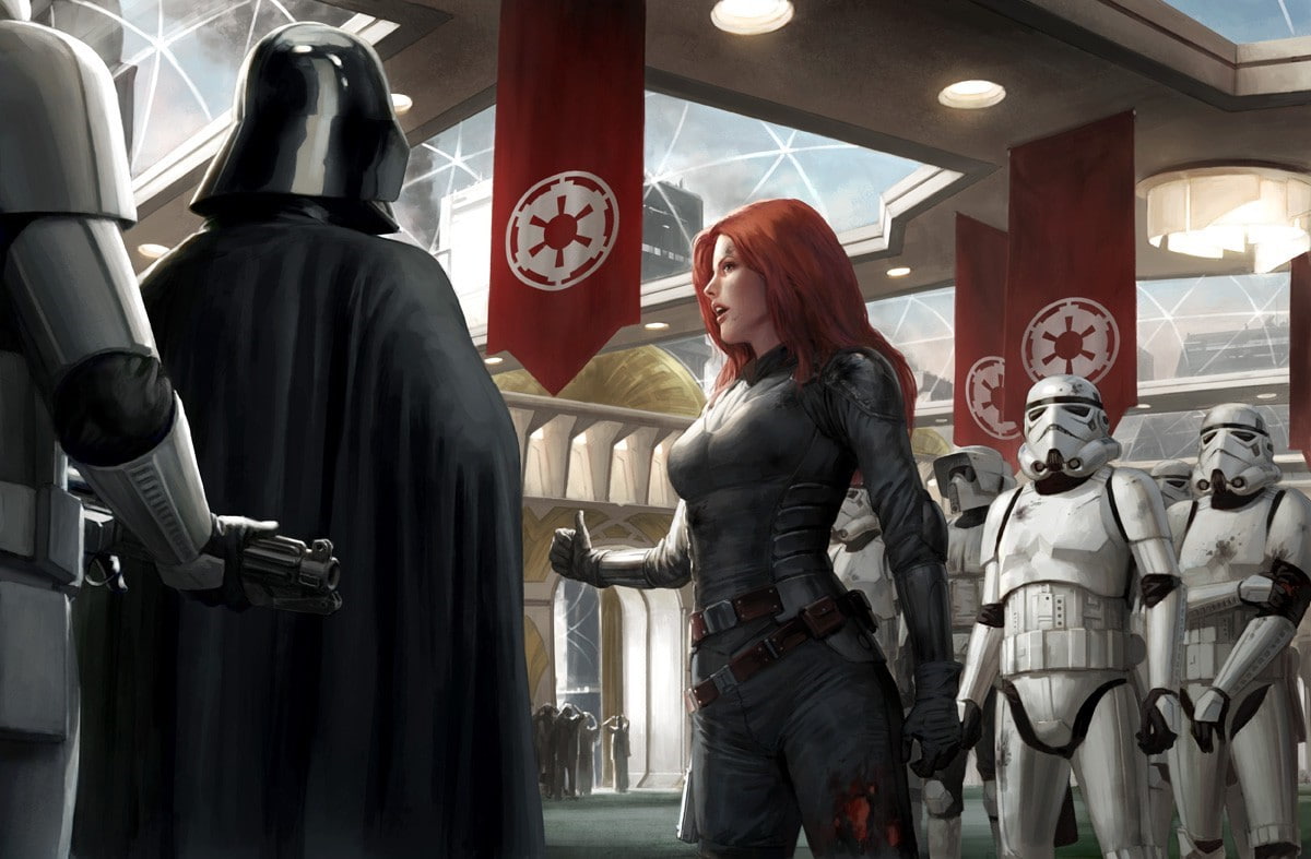 one person, real people, communication, mid adult, redhead, leather, women, casual clothing, adult, three quarter length, retail, darth vader artwork star wars mara jade, HD Wallpaper