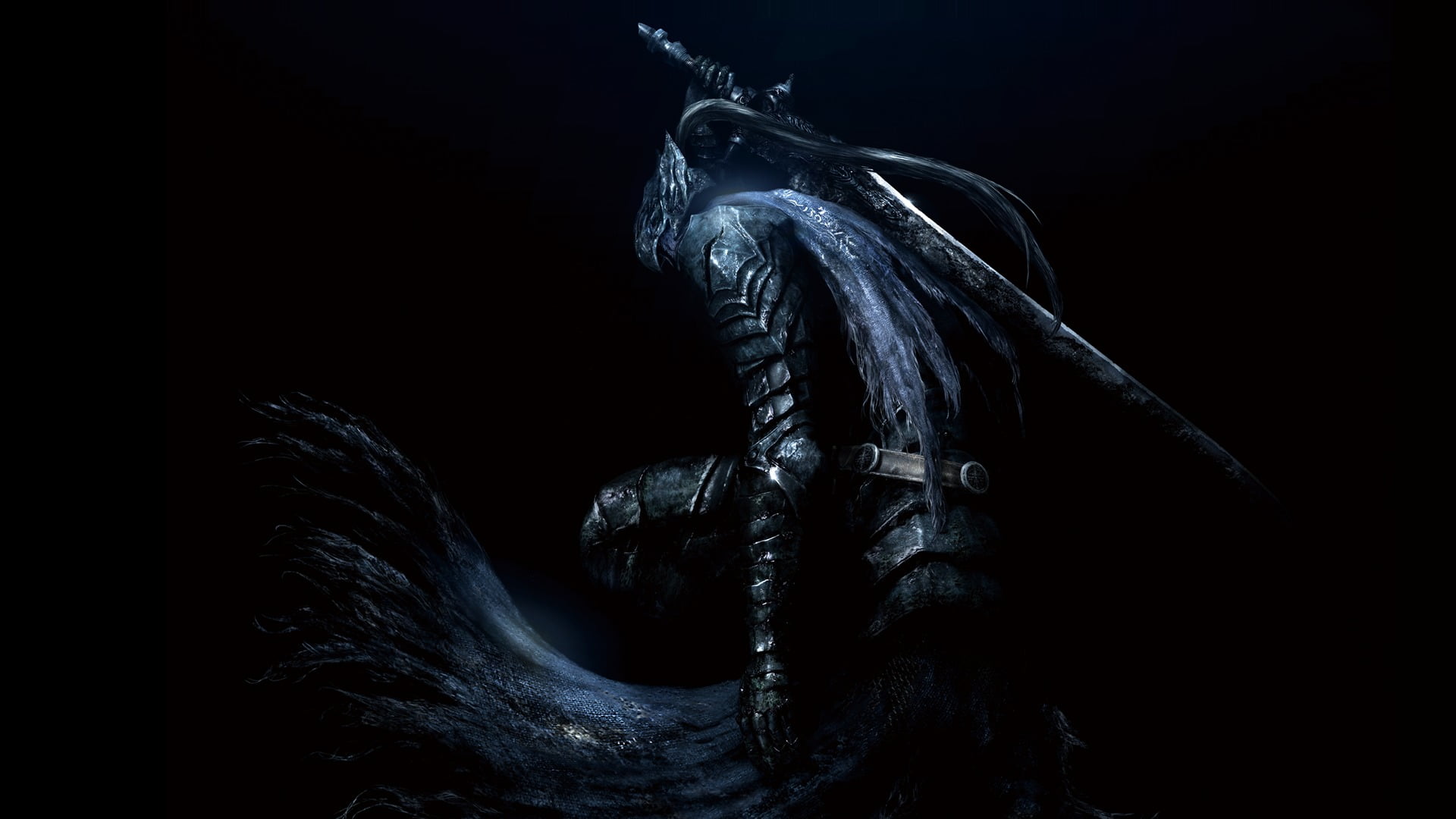 clothing, tied up, Dark Souls, black background, no people, rope, black color, carrying, indoors, knight, representation, animal, dark, animal themes, close-up, HD Wallpaper