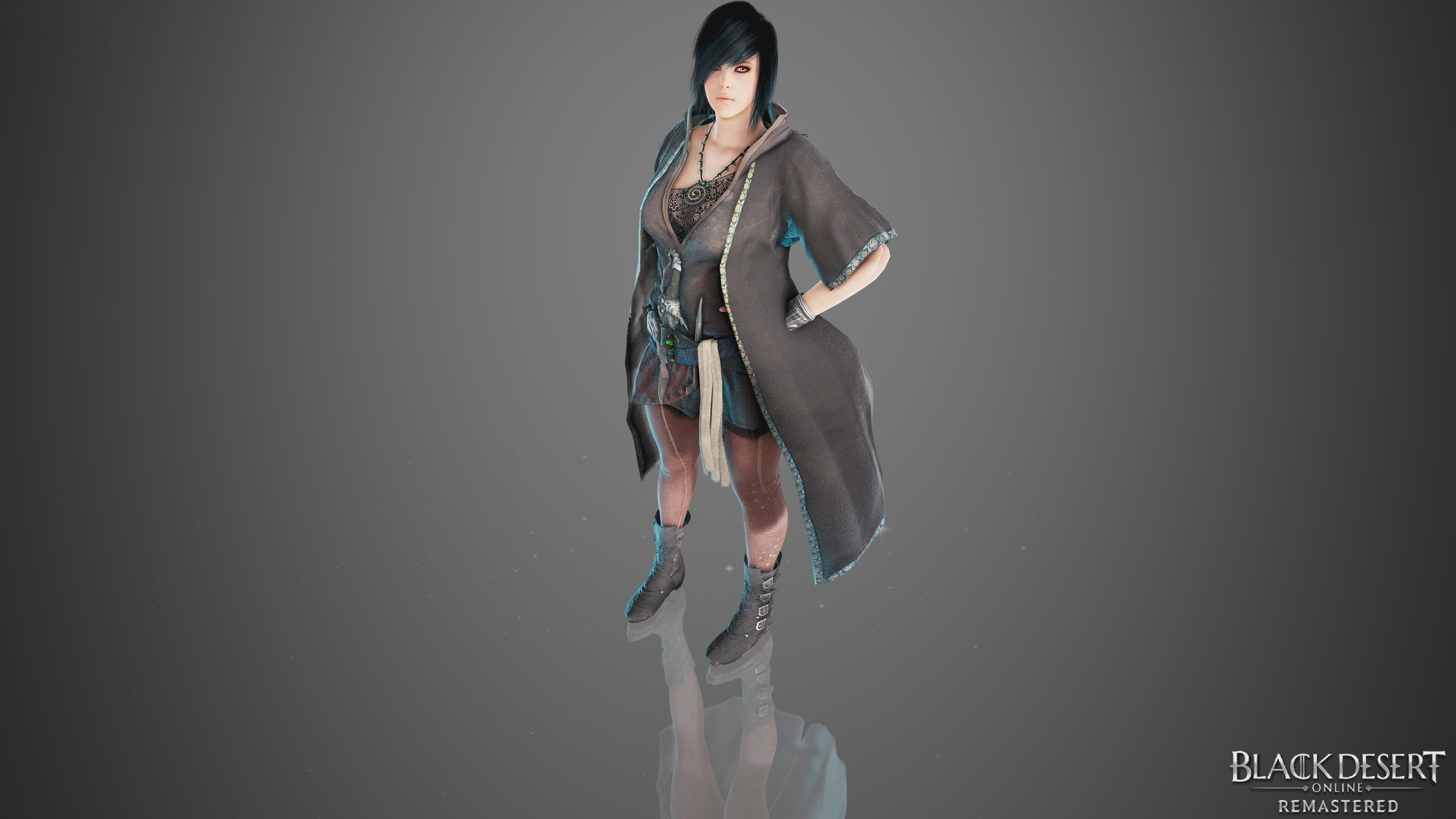 boots, video games, crimson, claws, Spirit, Gothic, long boots, eyeliner, mmorpg, dagger, Black Desert, armor, lace top, belt buckle, red, rings, skirt, HD Wallpaper
