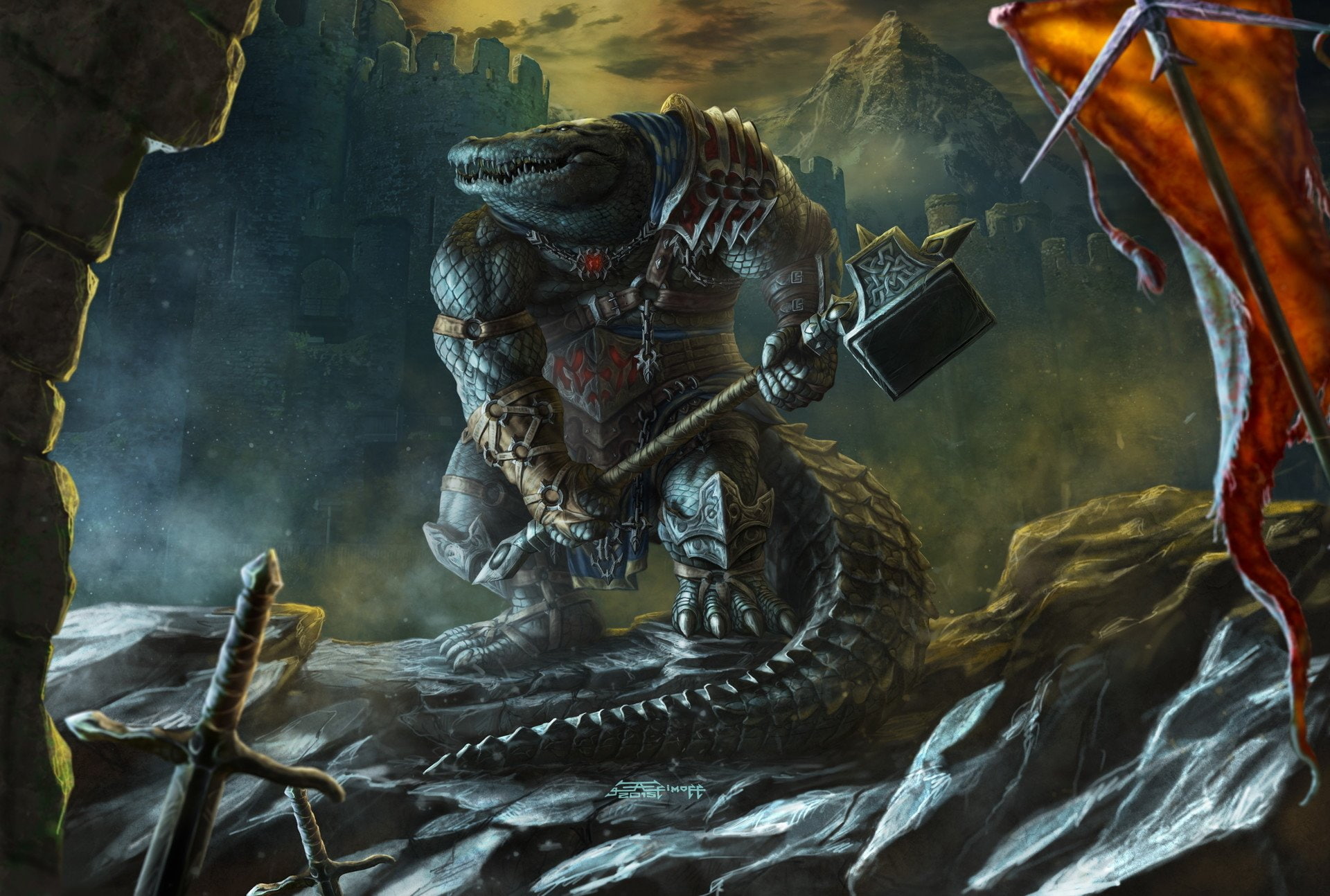 1080P, indoors, reptile, aggression, Banner, water, Creature, Warrior, nature, sea, no people, Fantasy, Crocodile, animal wildlife, animals in captivity, HD Wallpaper