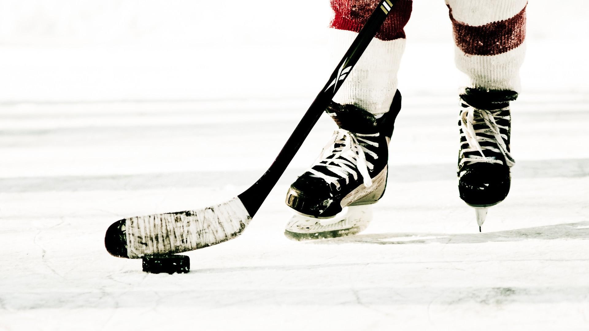 boots, stick, 1920x1080, hockey, black, sports, ice, 1080P, white, HD Wallpaper
