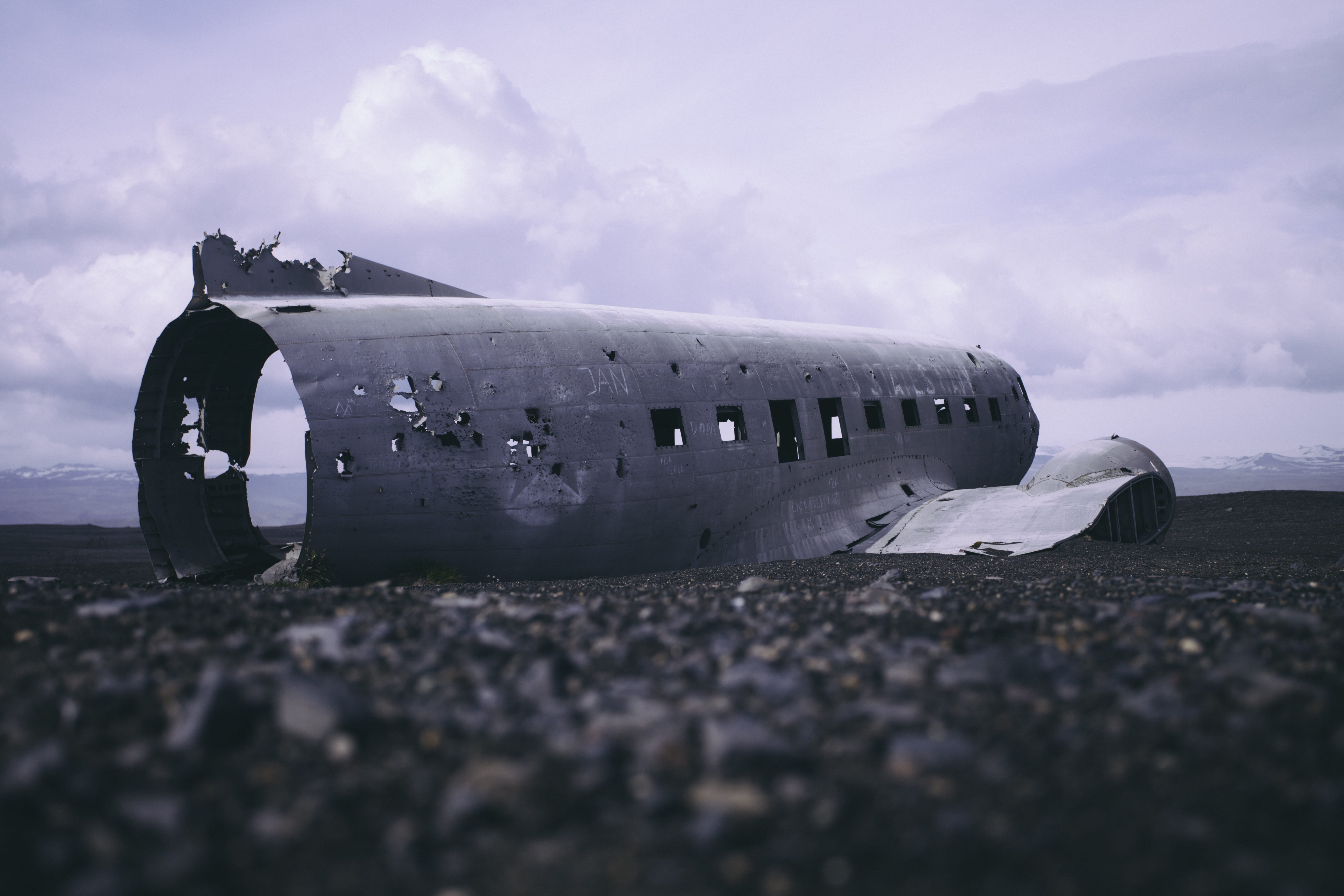 destruction, part, solheimasandur plane wreck, outdoors, ruined, wing, sunrise, cabin, abandoned, island, deterioration, plane wreck, crashed, 5K, debris, HD Wallpaper