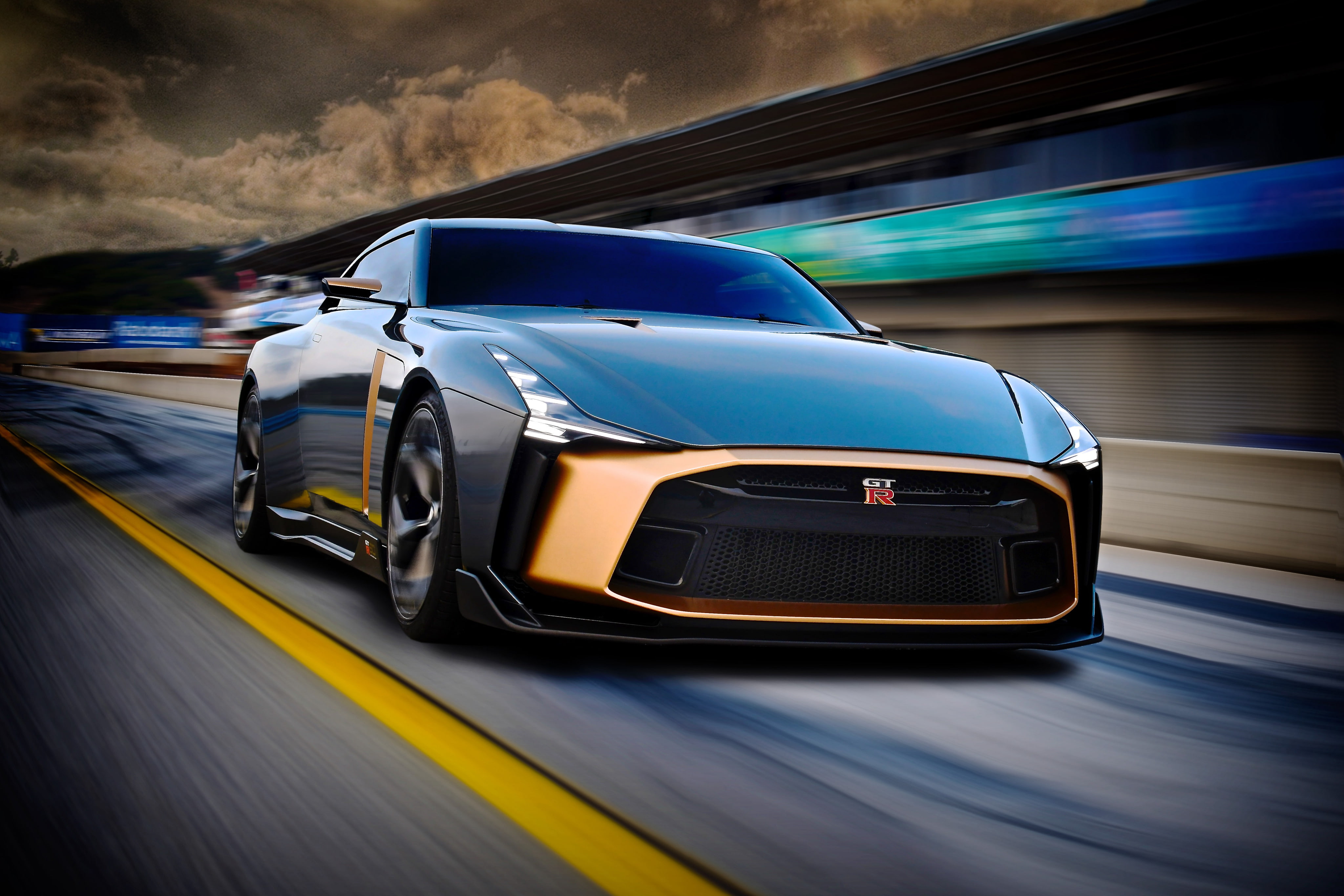 blurred motion, on the move, concept cars, car, transportation, no people, 4K, sports car, illuminated, nissan gt r50, mode of transportation, outdoors, HD Wallpaper