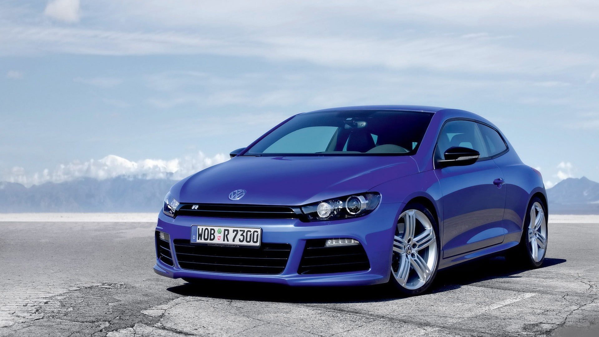 no people, road, Volkswagen Scirocco, retro styled, mode of transportation, 1080P, motor vehicle, car, nature, blue, sky, blue cars, day, Volkswagen, land vehicle, HD Wallpaper