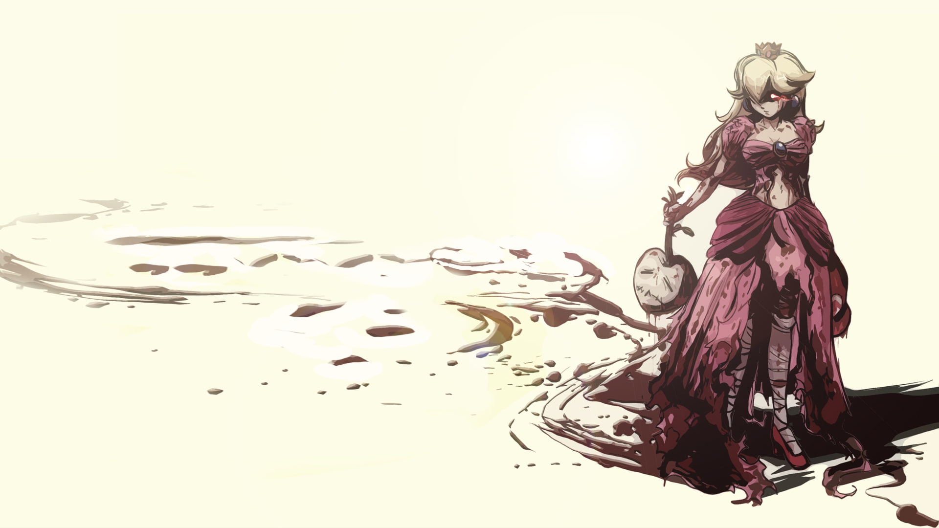 peach, mario, princess, hd, dress, video games, 1080P, blood, white, HD Wallpaper