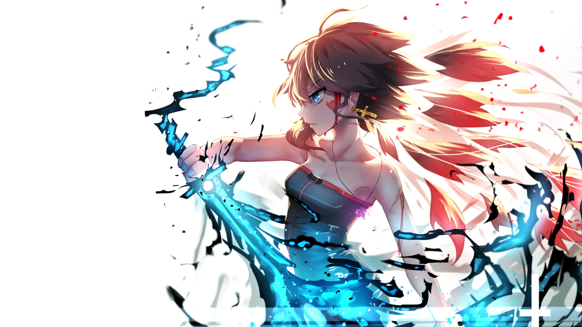 paint, Qian ye, standing, anime girls, hairstyle, real people, anime, indoors, art and craft, young women, water, 1080P, white background, studio shot, HD Wallpaper