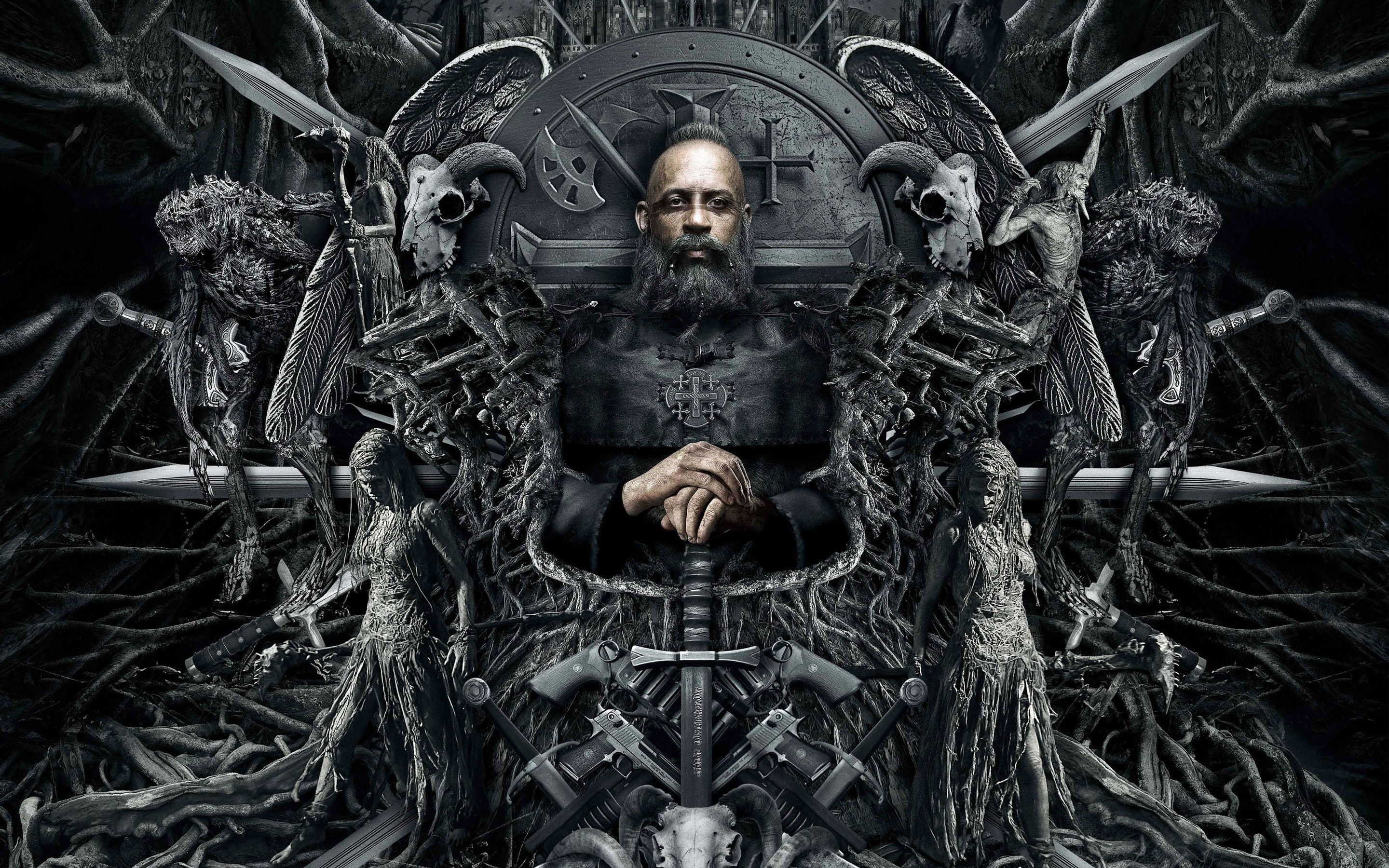 male likeness, old, close-up, representation, day, architecture, craft, creativity, Vin Diesel, abandoned, human representation, plant, sculpture, The Last Witch Hunter, HD Wallpaper
