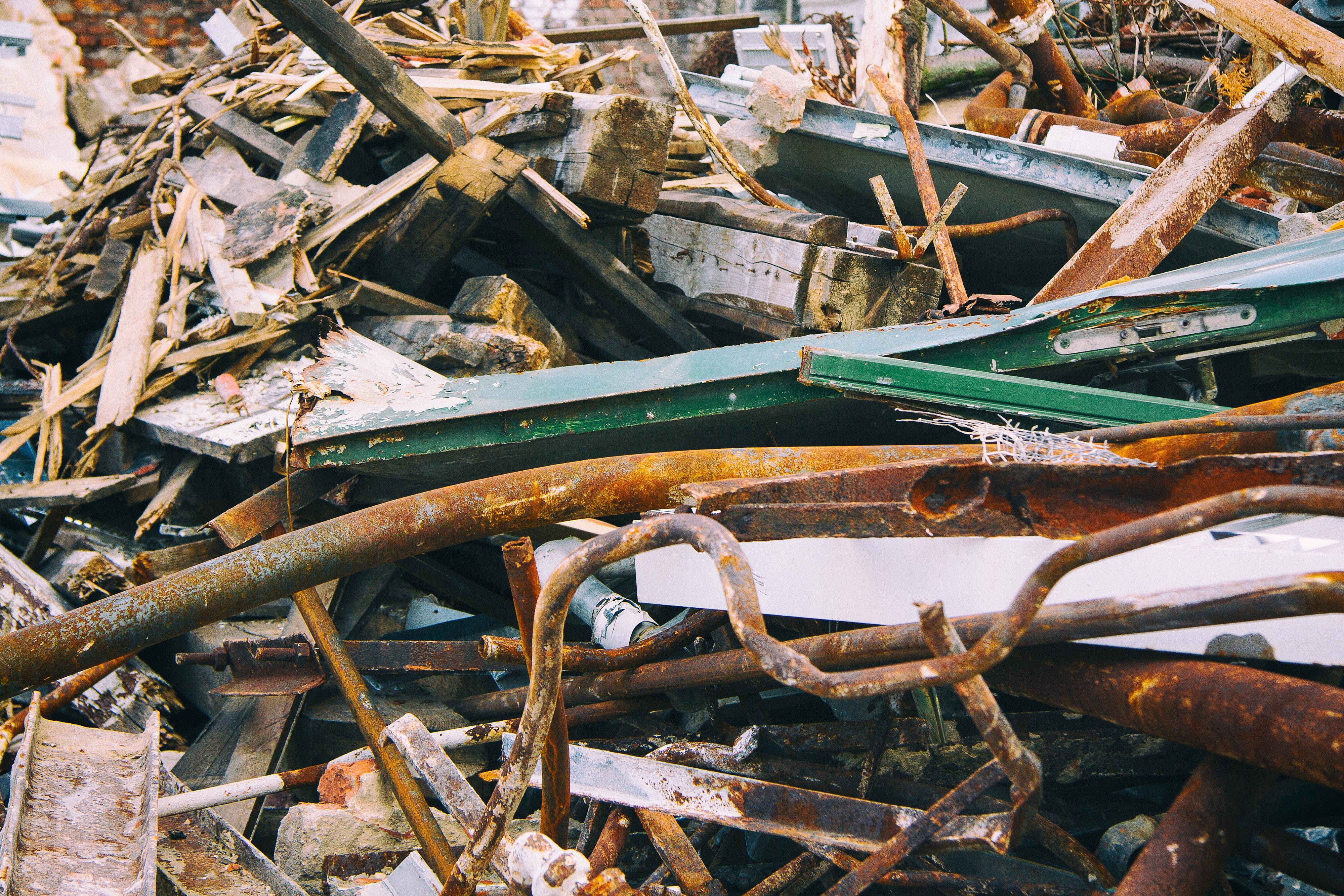 junkyard, electric, down, transportation, chaos, grungy, abandoned, glass, metal, board, dirty, construction, tube, broken, collapse, brick, wood - material, HD Wallpaper
