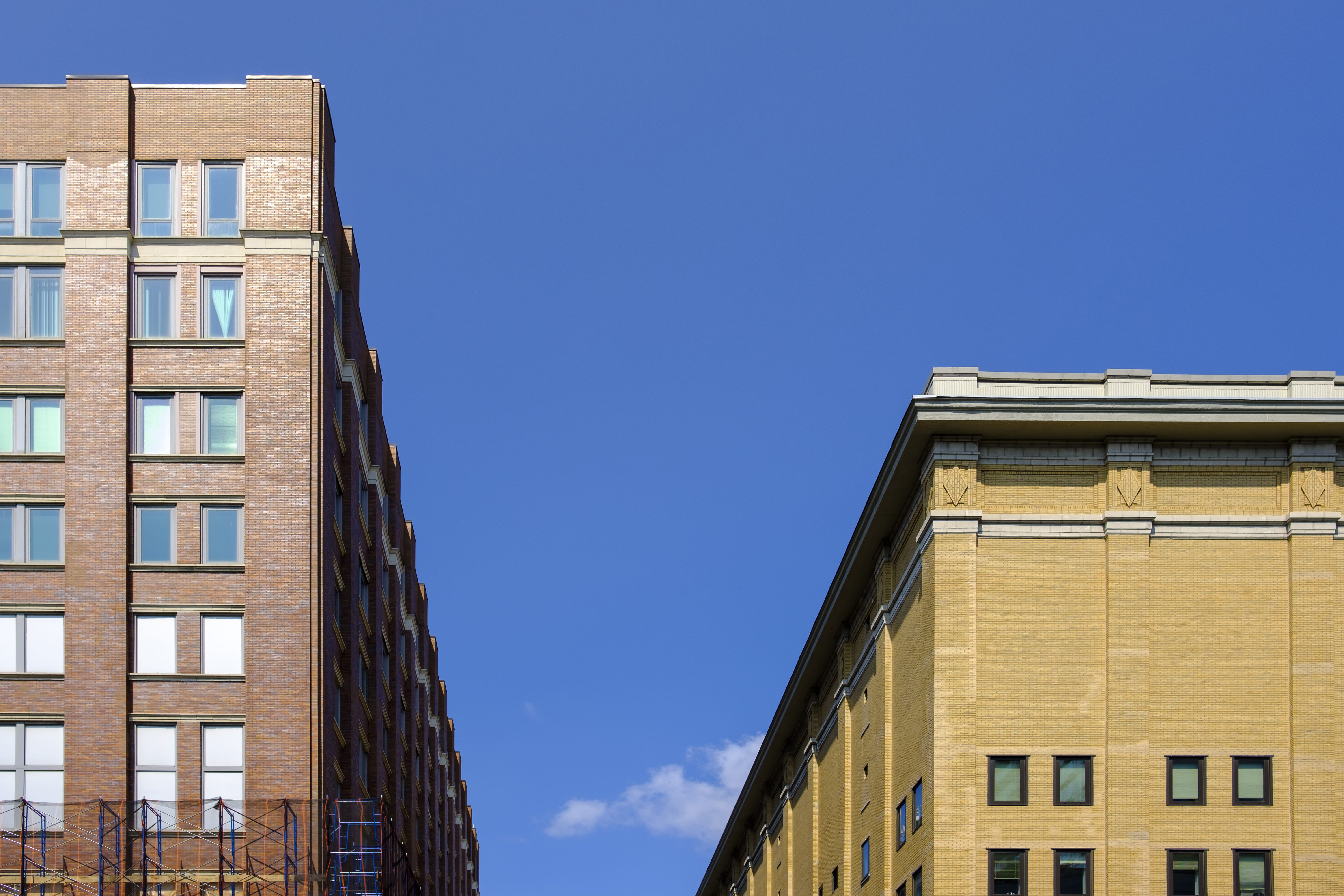 yellow, apartment, architecture, united states, red, industrial, housing development, chelsea, 10th avenue, brick, high line, outdoors, sunlight, day, industry, HD Wallpaper