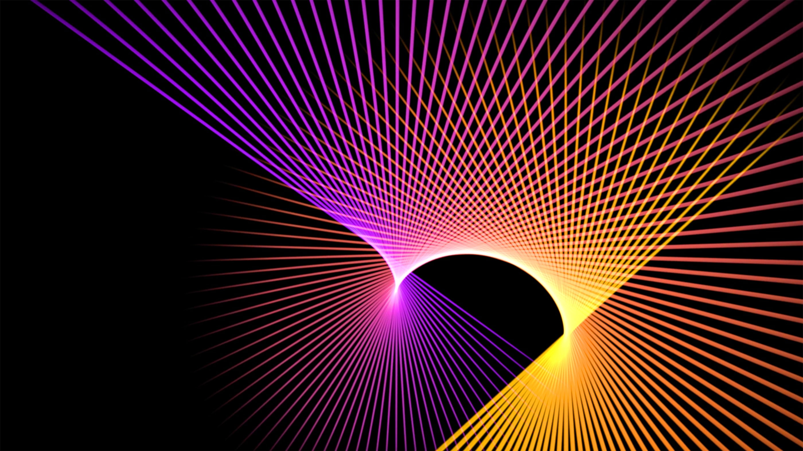 Yellow, Dark background, light - natural phenomenon, futuristic, abstract, striped, creativity, 2K, laser, design, backgrounds, Waves, light, full frame, HD Wallpaper