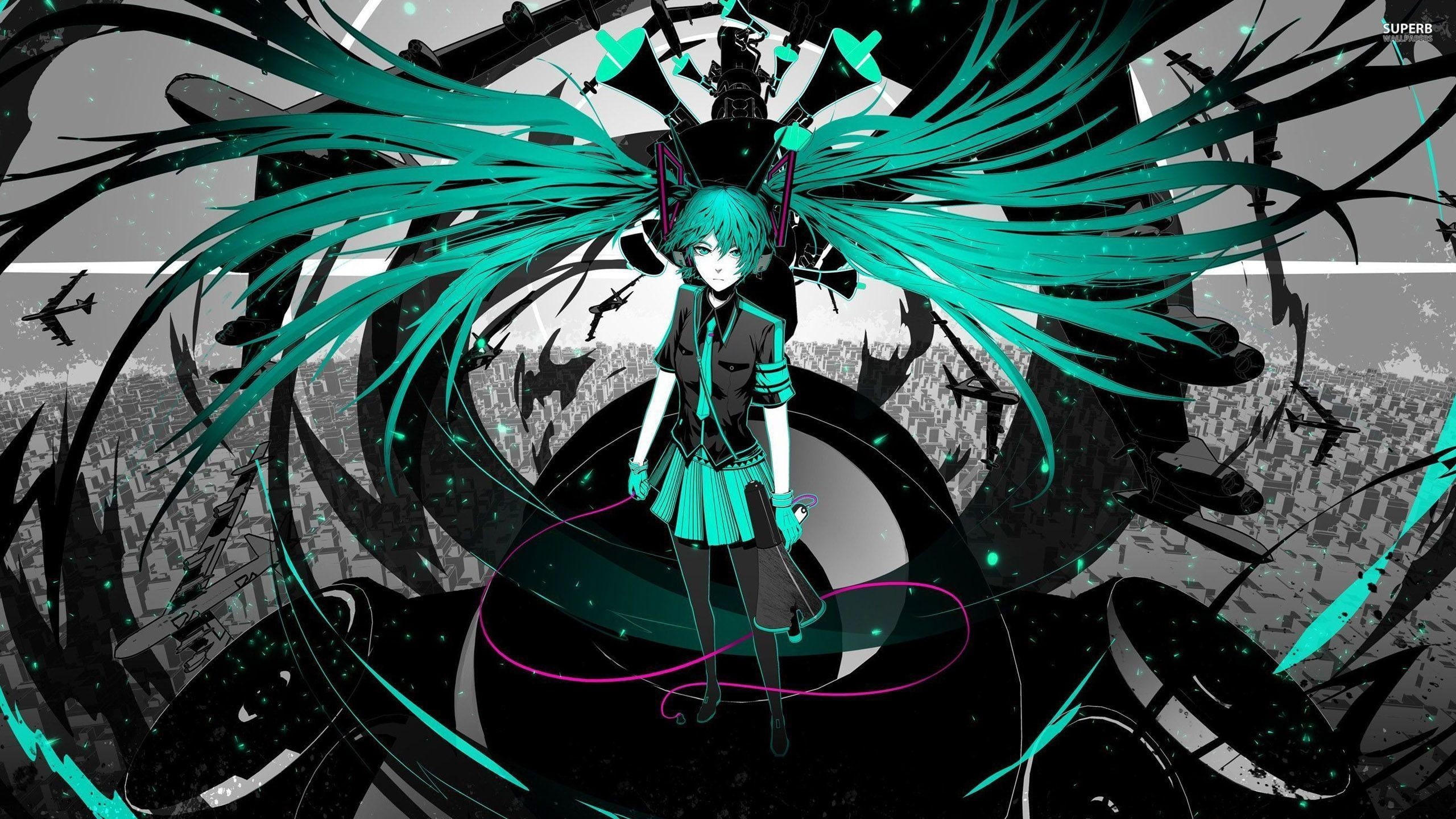 Vocaloid, Hatsune Miku, long hair, 2K, anime, anime girls, Turquise Hair, HD Wallpaper