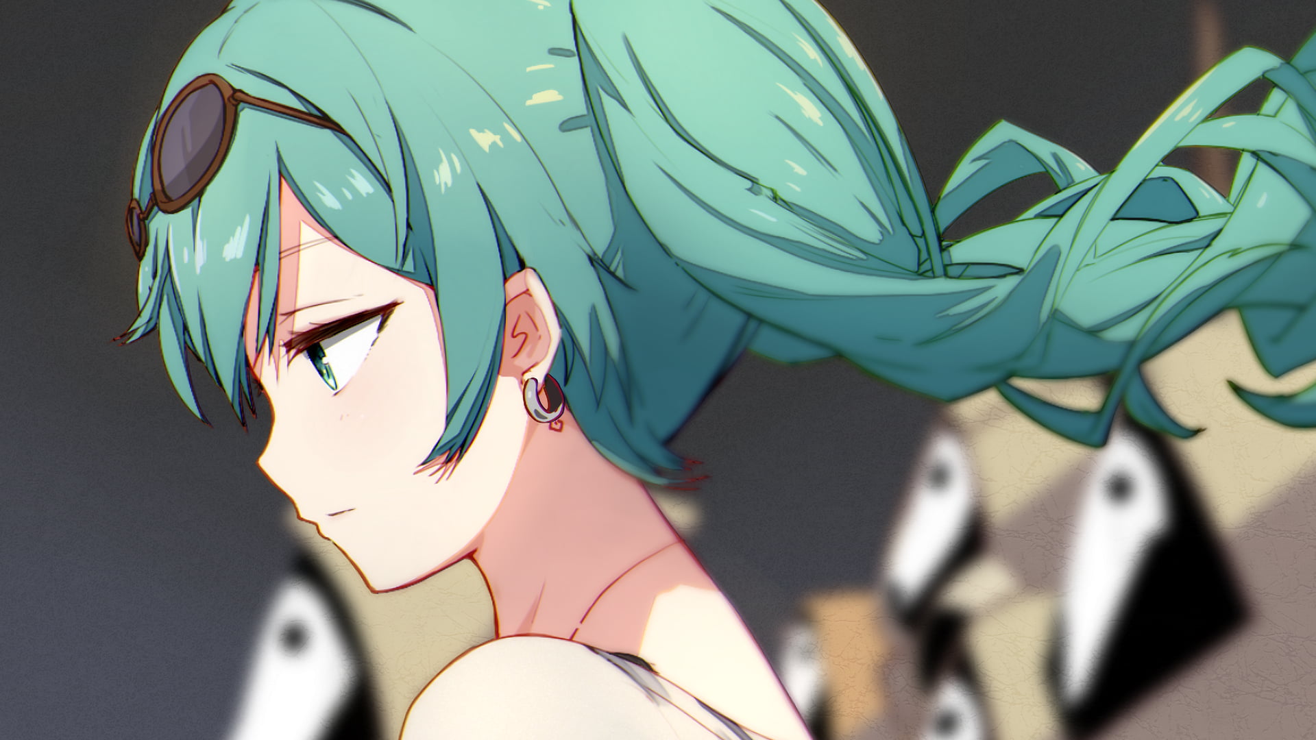 green eyes, Vocaloid, Hatsune Miku, 1080P, face, anime girls, anime, Turquise Hair, HD Wallpaper