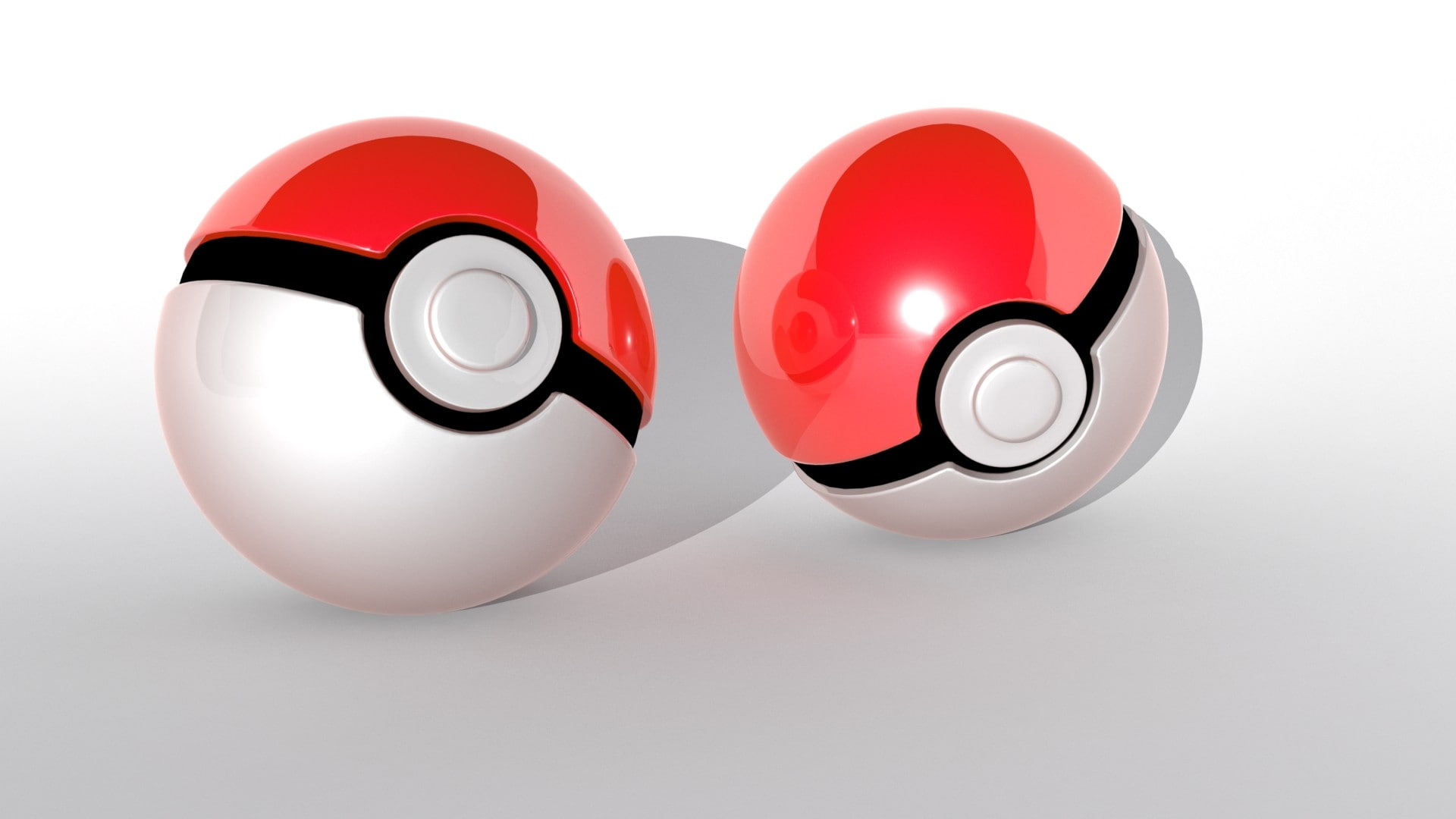 close-up, Pokémon, reflection, shape, Pokéballs, copy space, sphere, sport, silver colored, group of objects, 1080P, no people, white color, white background, HD Wallpaper