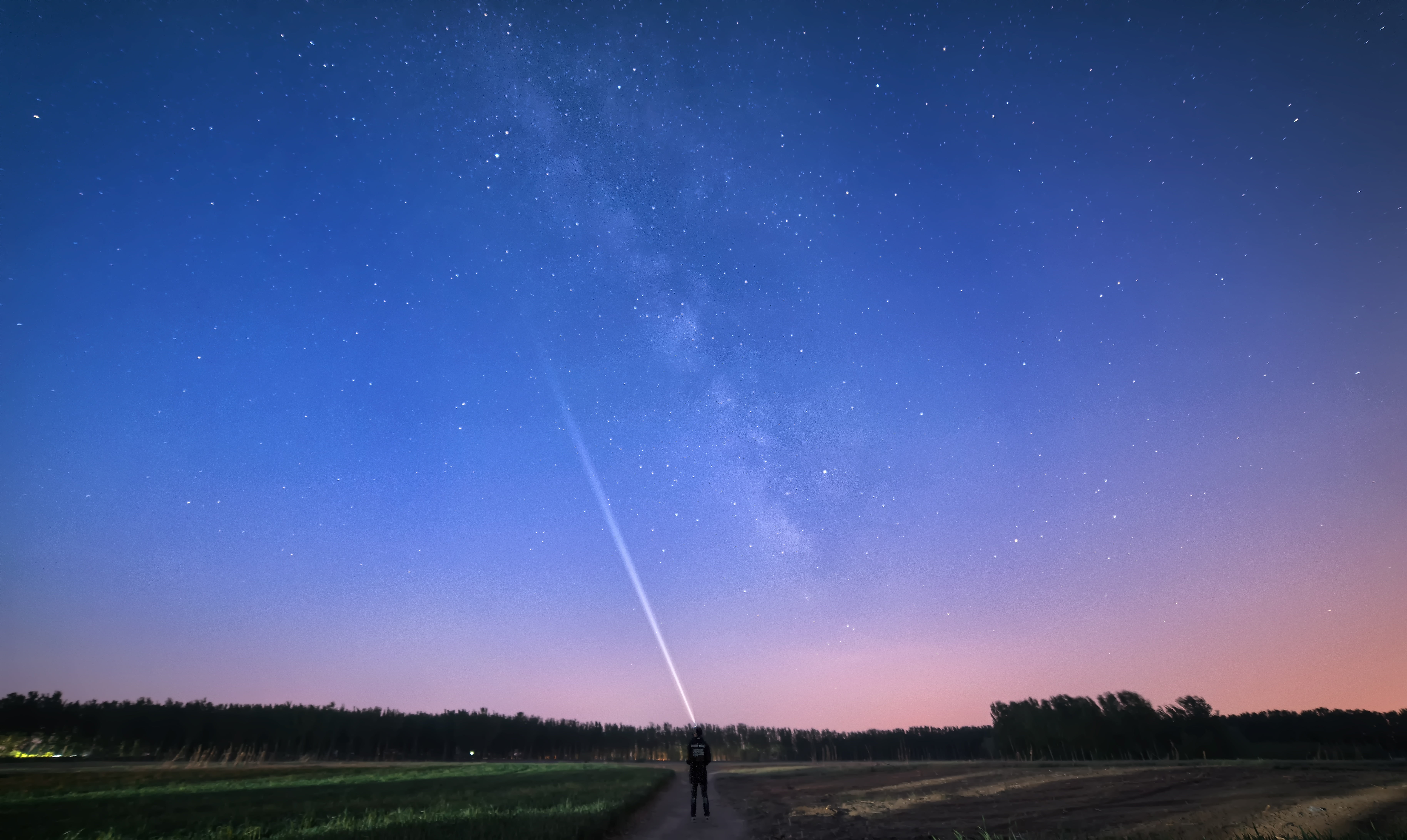 nature, land, one person, stars, starry sky, power in nature, jixian, night, man, long exposure, space and astronomy, stary, landscape, 5K, people, tranquility, HD Wallpaper