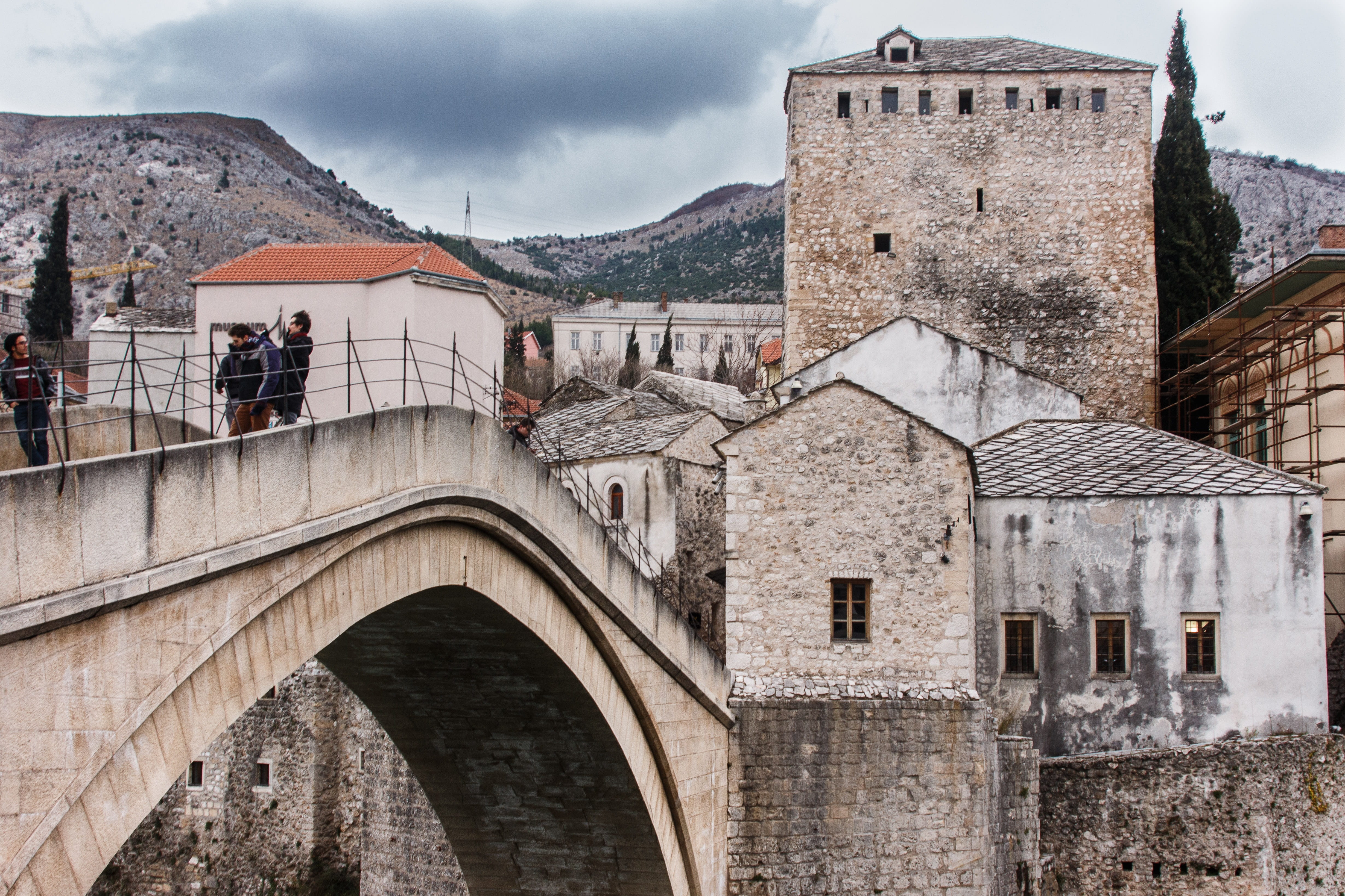 outdoors, bridge - man made structure, building, old, arch, sky, summer, history, city, the past, built structure, bridge, herzegovina, building exterior, HD Wallpaper