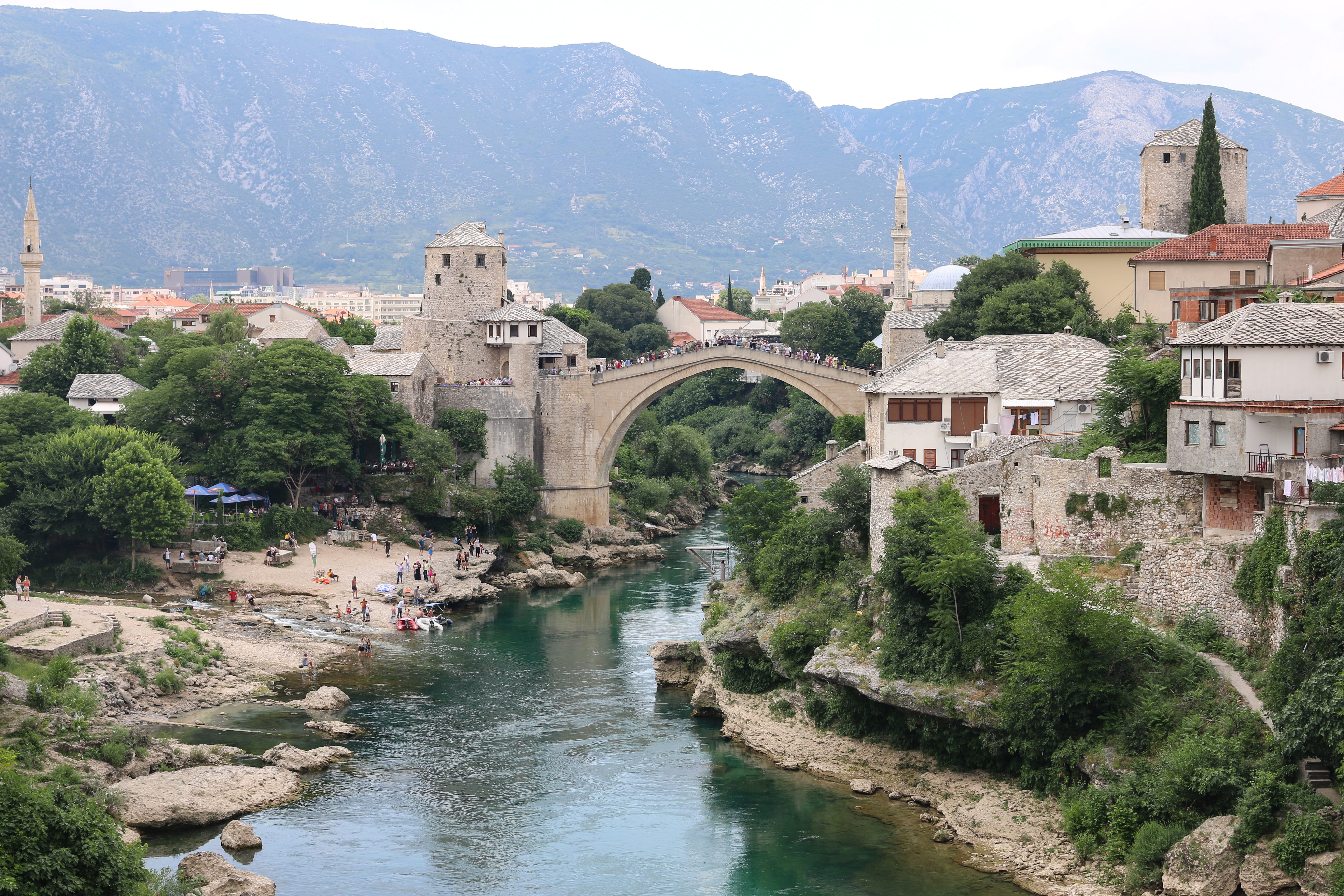 built structure, water, nature, landmark, building exterior, mostar, architecture, the past, travel, city, old, no people, tree, townscape, bridge, connection, HD Wallpaper