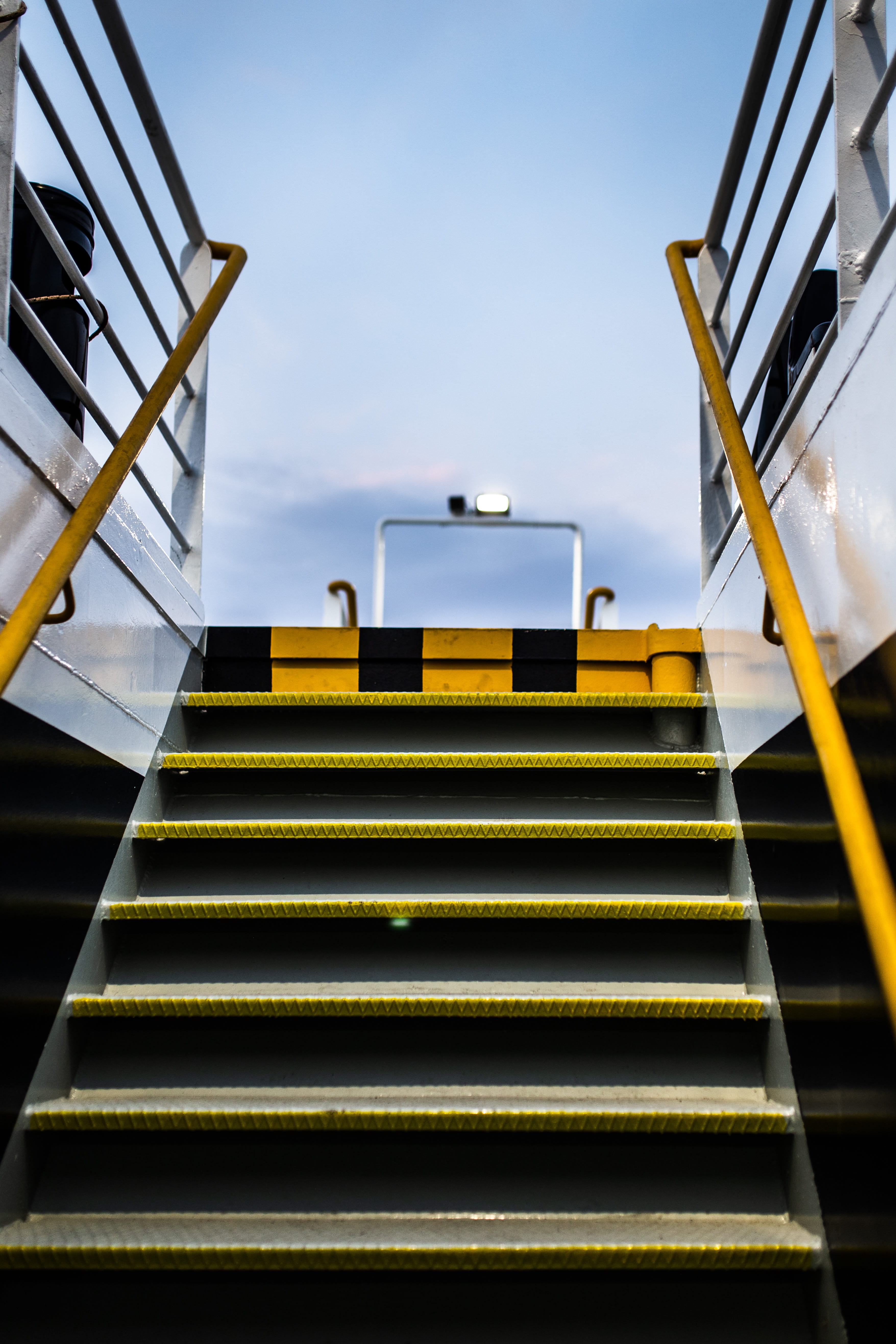 flare, handrail, monitor, staircase, electronics, sky, display, outdoors, old, 5K, building, banister, metal, built structure, low angle view, day, cloud, Phone HD Wallpaper