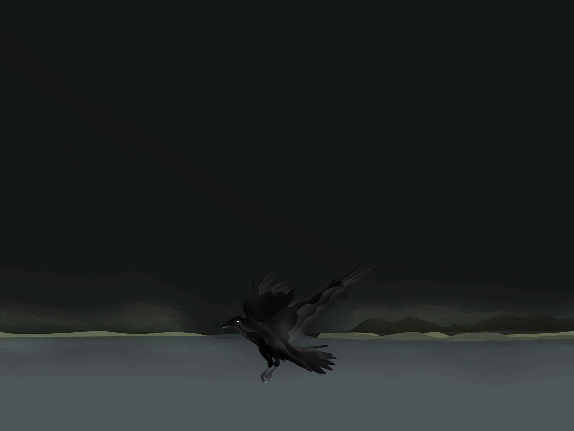 1080P, animals, artwork, polar night, raven, fantasy art, HD Wallpaper