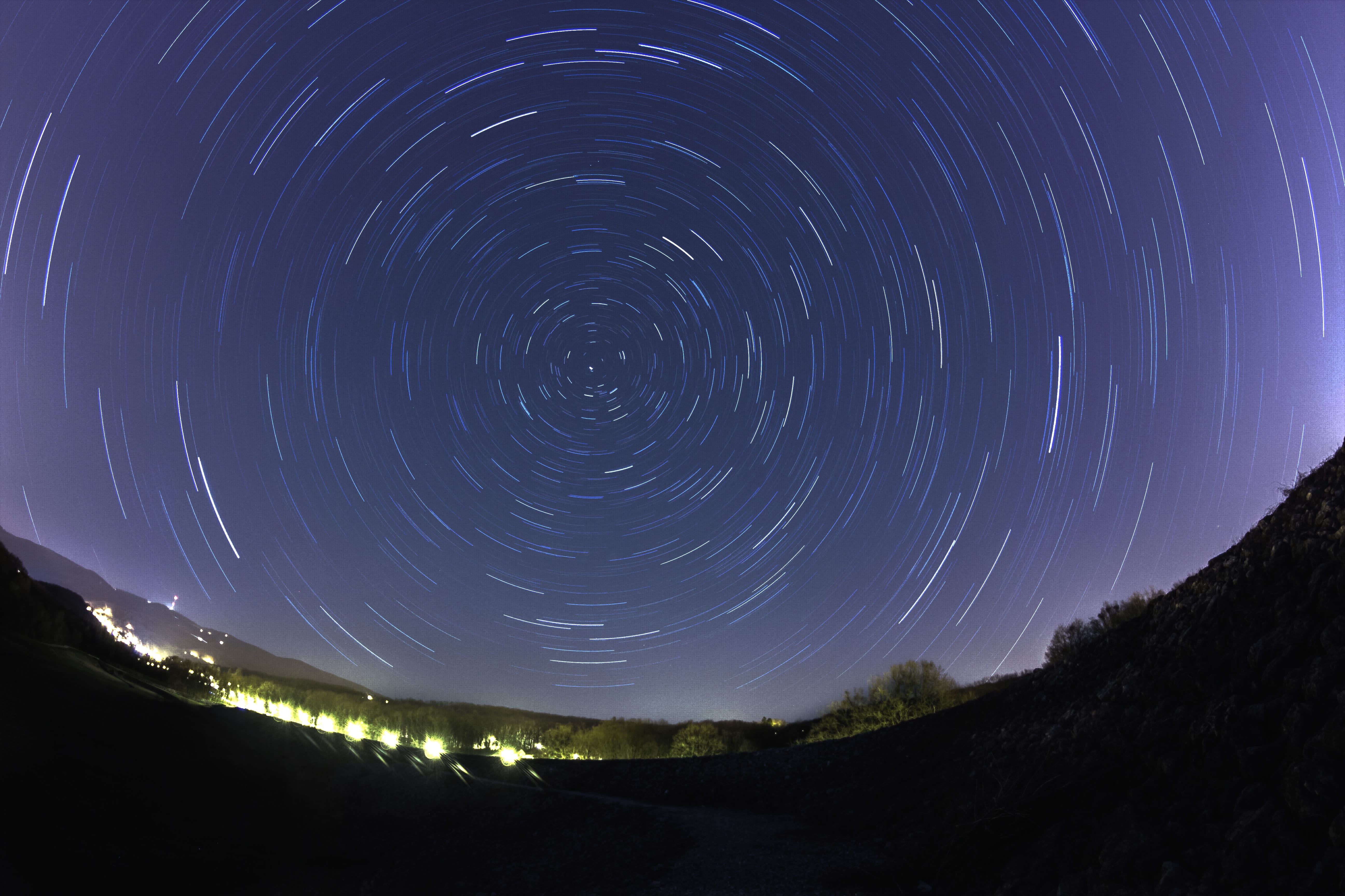 illuminated, star - space, space, mountain, beauty in nature, long exposure, blurred motion, tranquility, 5K, star trail, tranquil scene, majestic, spinning, HD Wallpaper