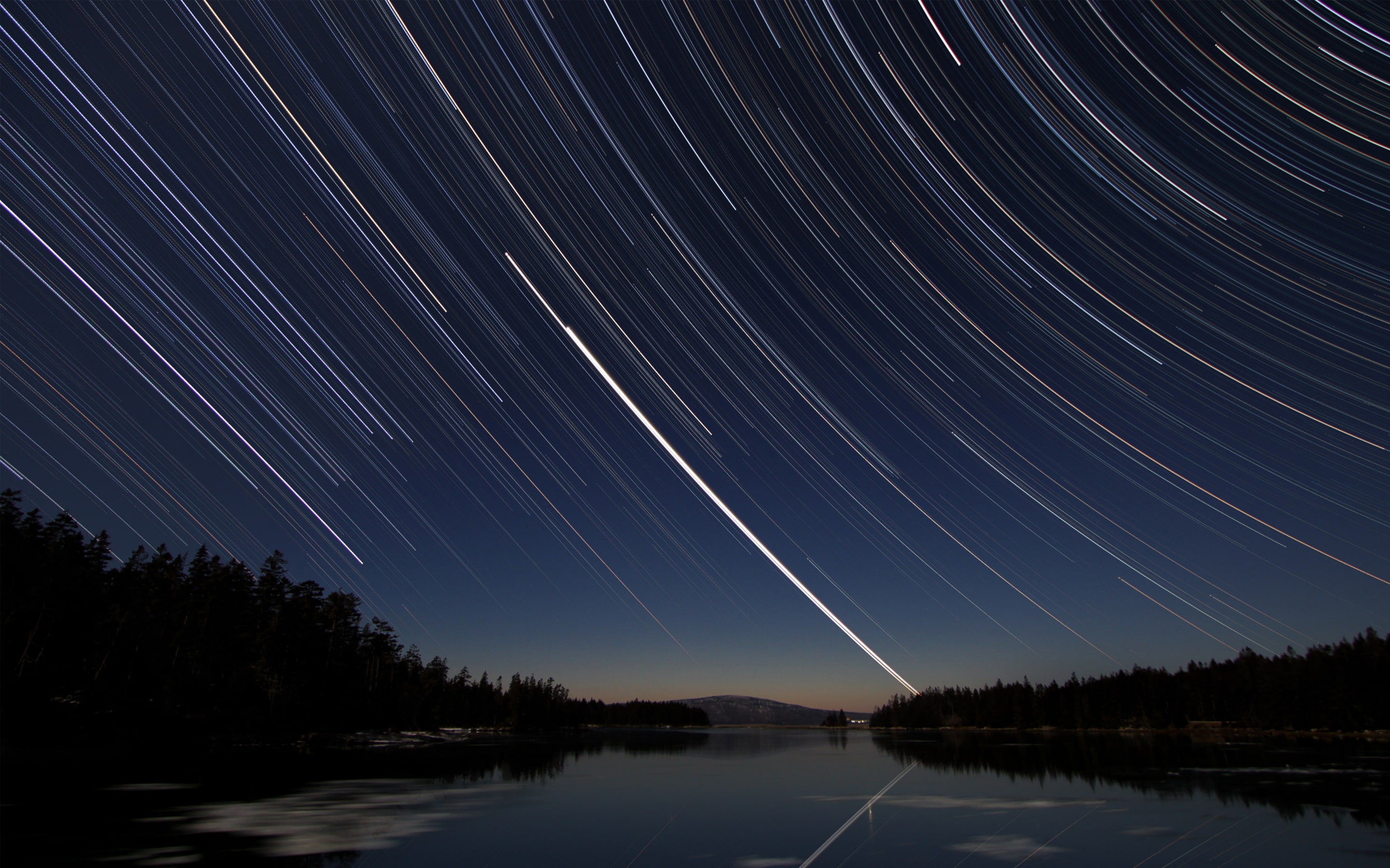 space, stars, star trail, blue, water, darkblue, longexposure, canonef‑s10‑22mmf/3.5‑4.5usm, astronomy, night, beauty in nature, scenics - nature, canoneos7d, HD Wallpaper