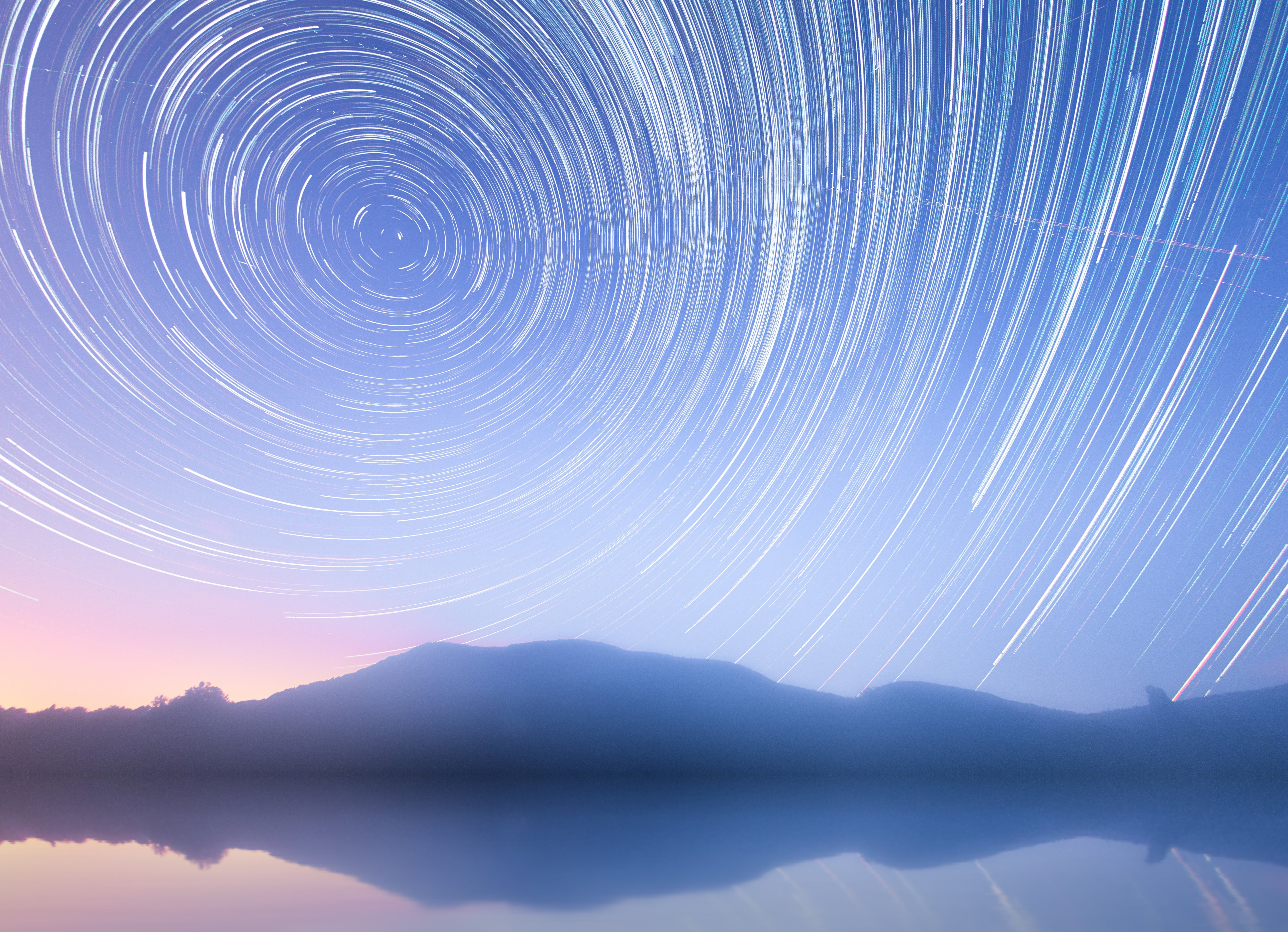 space, rotation of the earth, beauty in nature, photo, reflection, no people, star - space, motion, night, night sky, astronomy, blue, tranquility, tranquil scene, HD Wallpaper