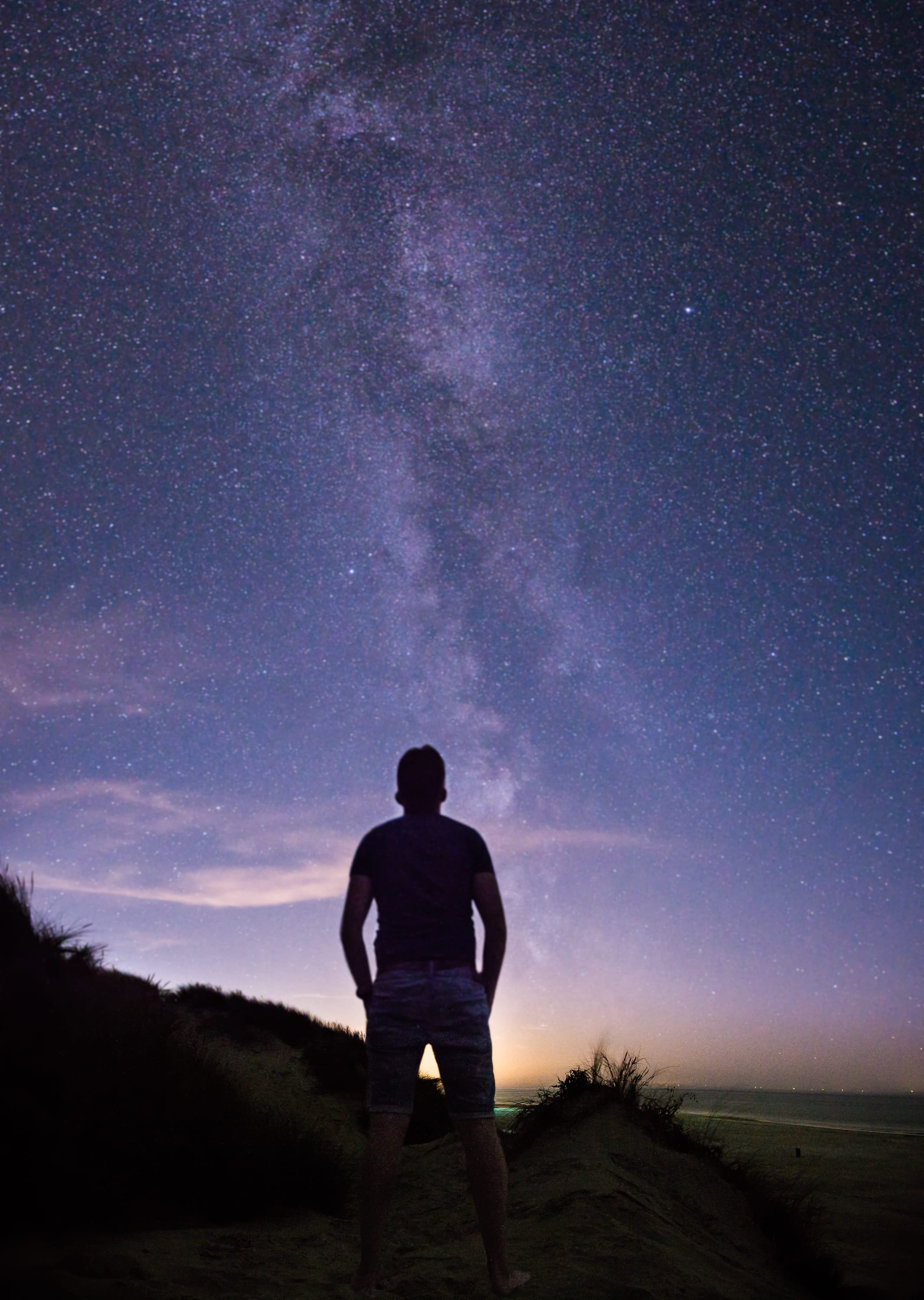 stargazing, running, healthy Lifestyle, one Person, activity, astro, dark, 2K, starry night, standing, space, beauty In Nature, people, females, nature, Phone HD Wallpaper