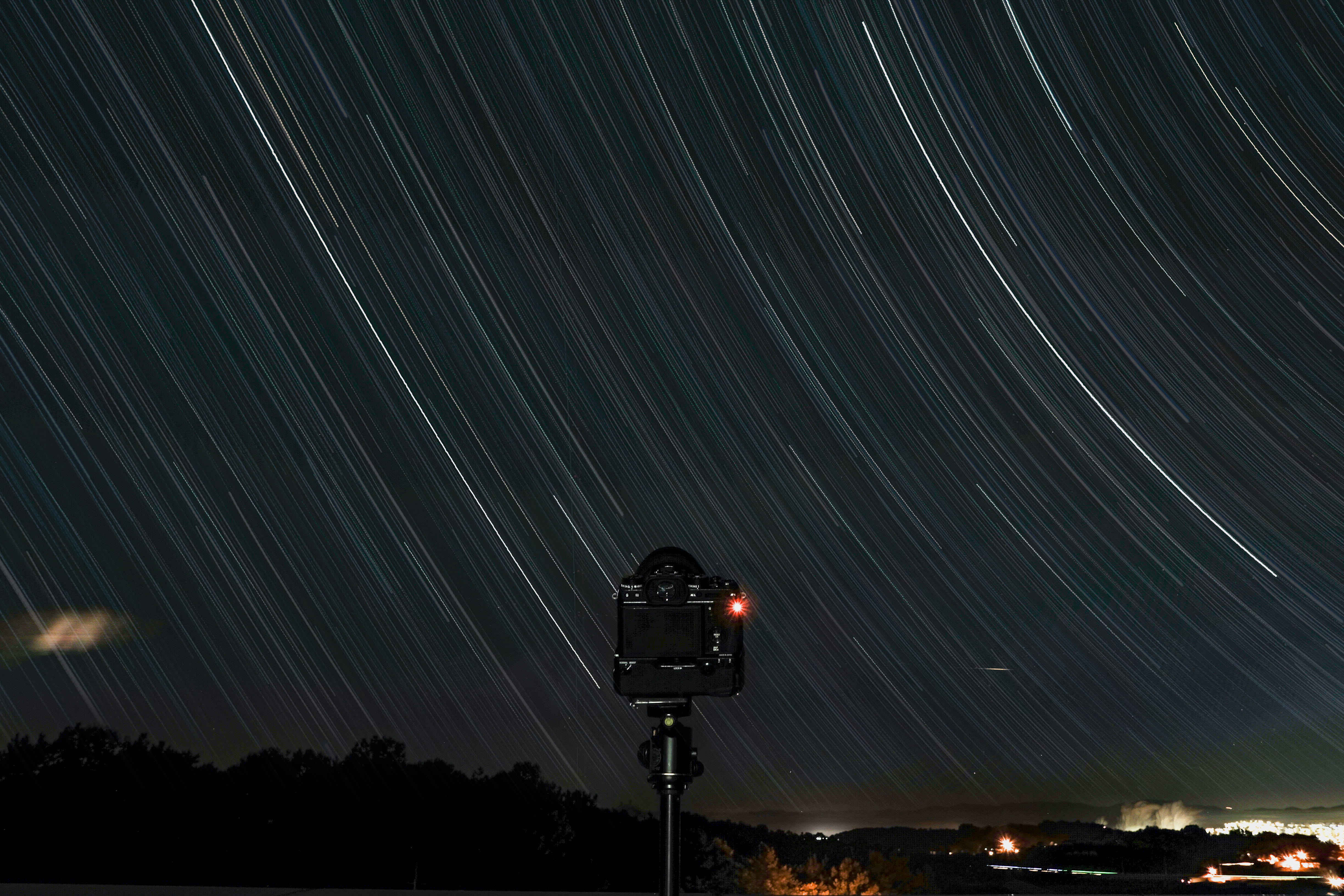 tripod, scenics - nature, illuminated, astronomy, space, movement, landscape, galaxy, long, constellation, space and astronomy, science, star, beauty in nature, HD Wallpaper